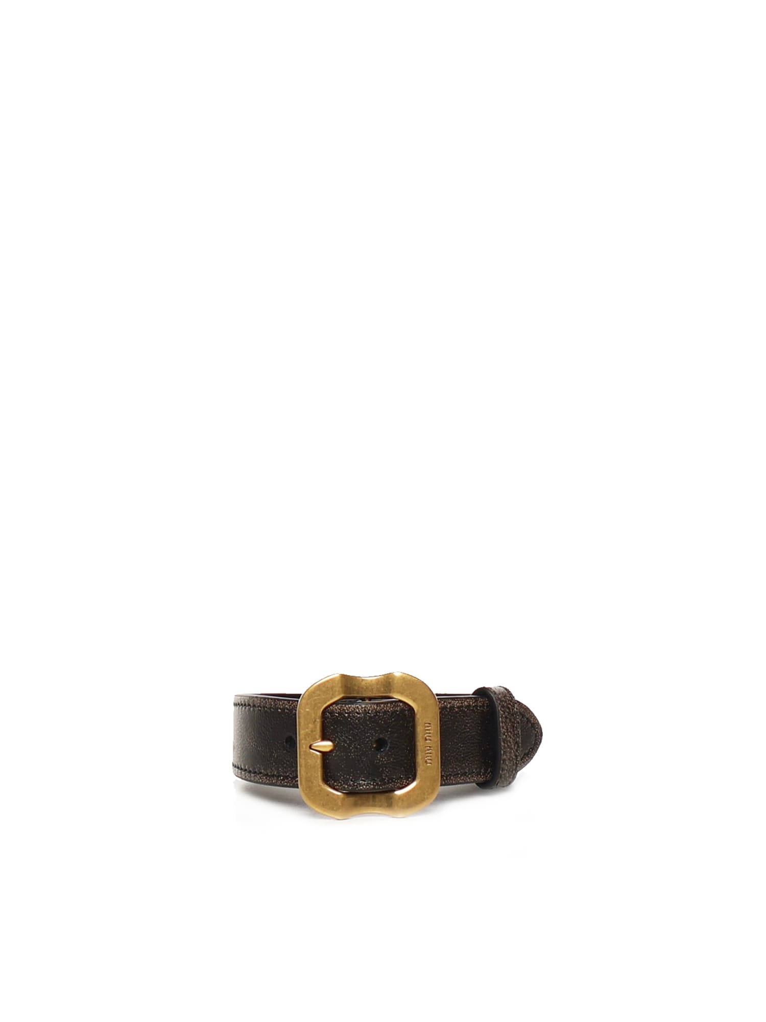 Miu Miu Leather Bracelet With Buckle In Black