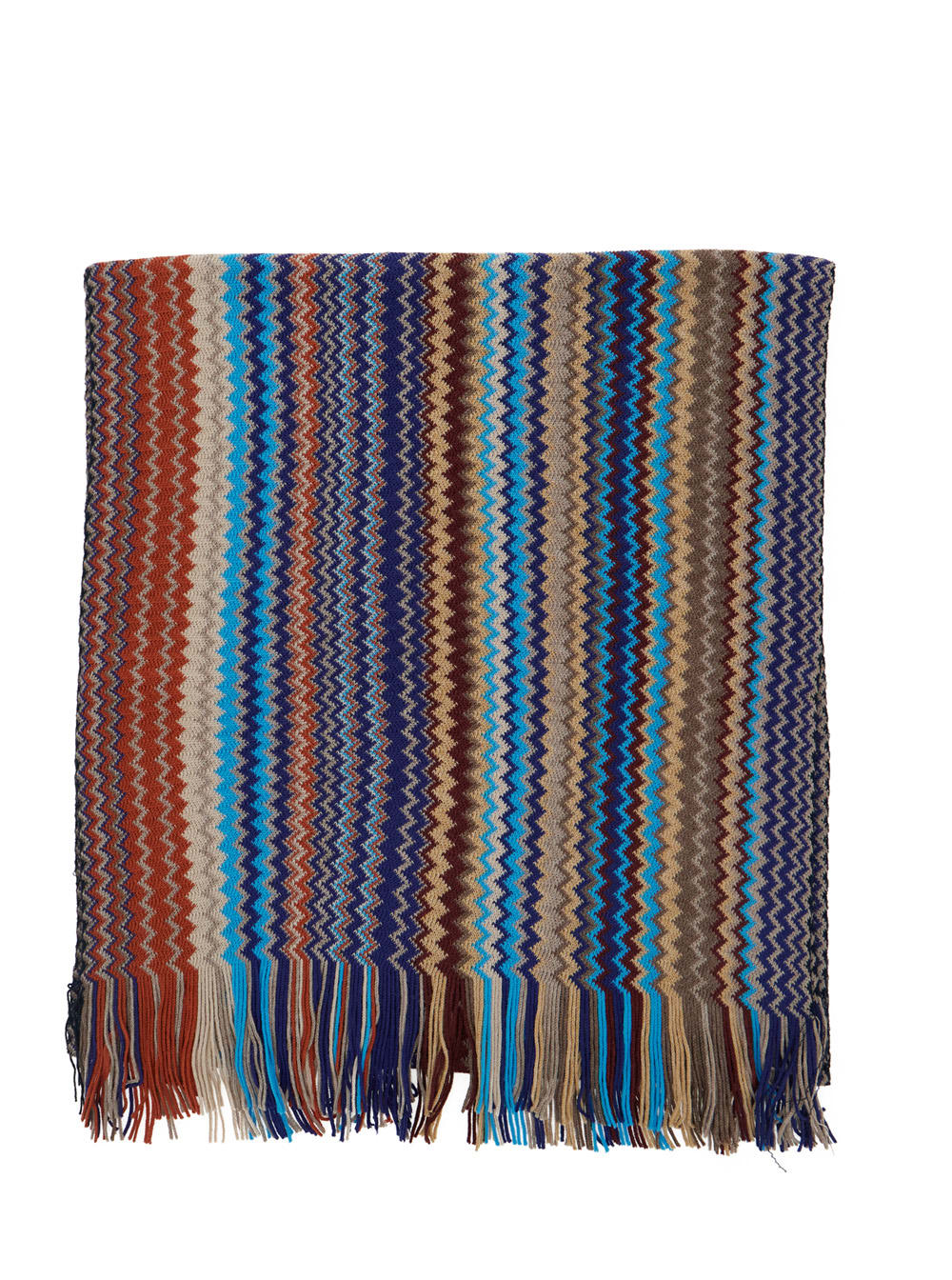 Missoni Multicolor Scarf With Zigzag Motif And Fringed Hem In Wool Blend Man In Multi