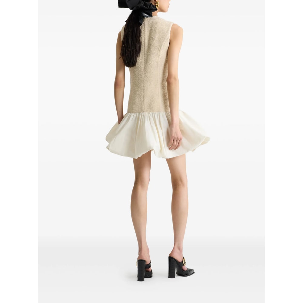 Patou Tweed And Faille Minidress In Neutral