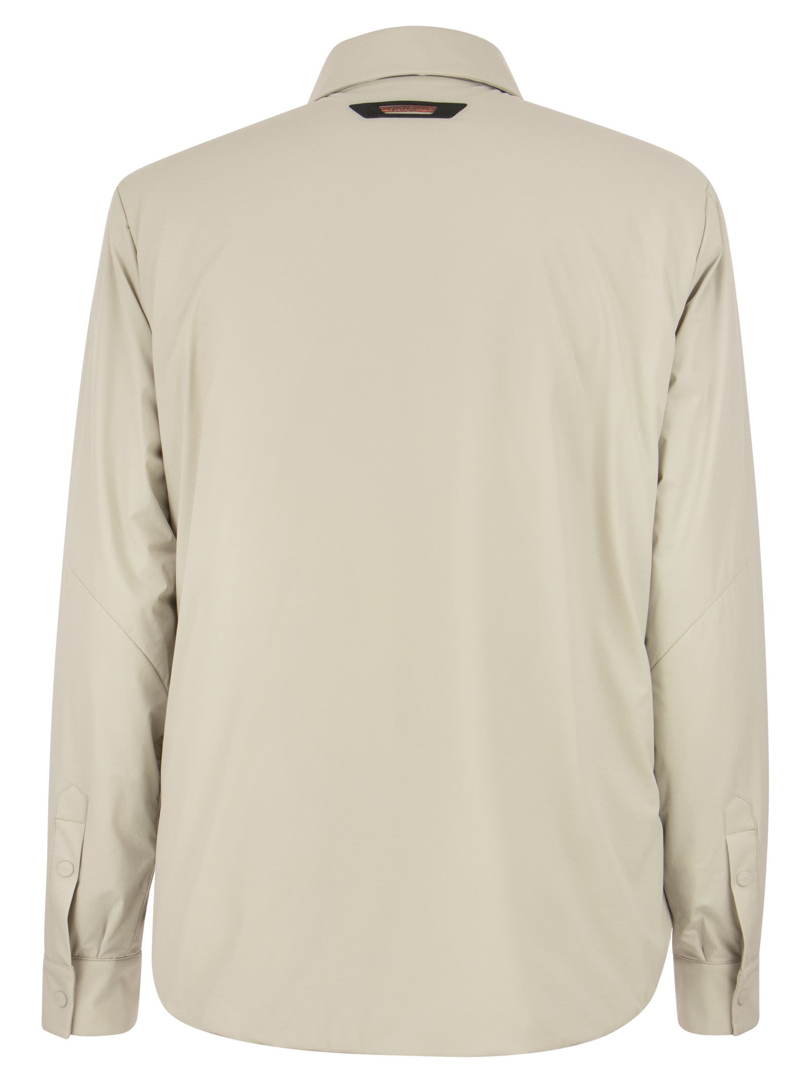 Shop Sease Gate Padded - Bi Stretch Nylon Padded Shirt Jacket In Ivory
