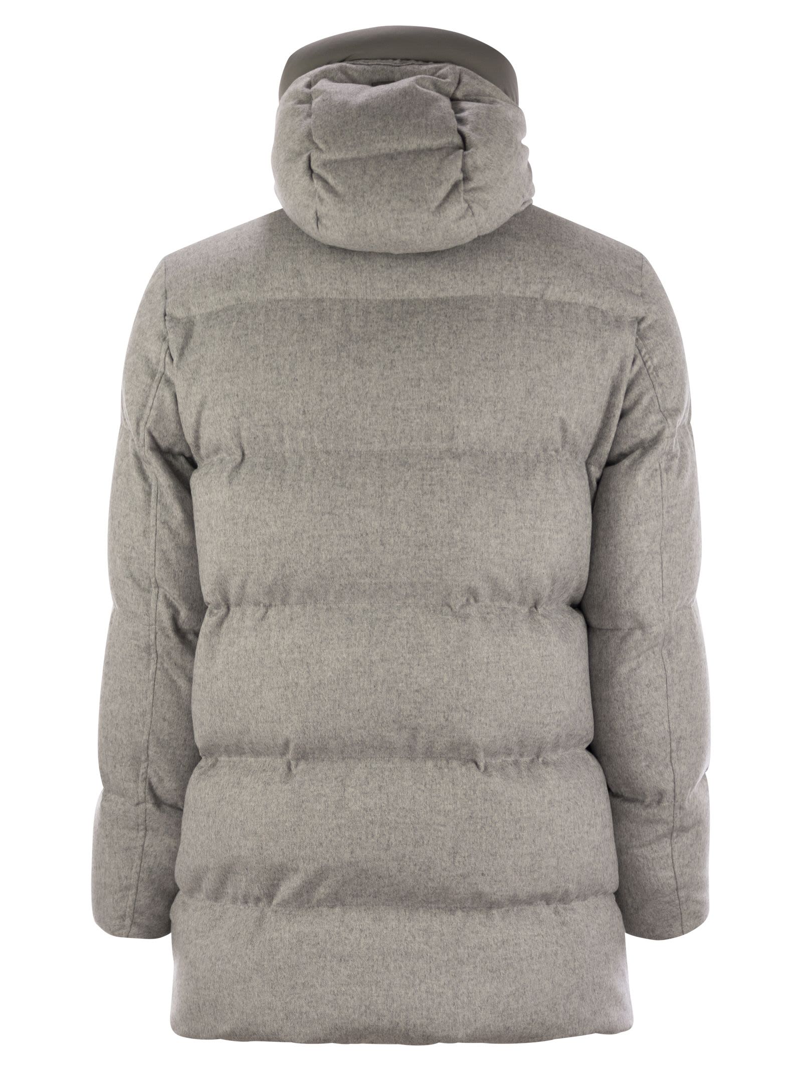 Herno Bomber Jacket In Cashmere, Silk And Ecoage In Grey
