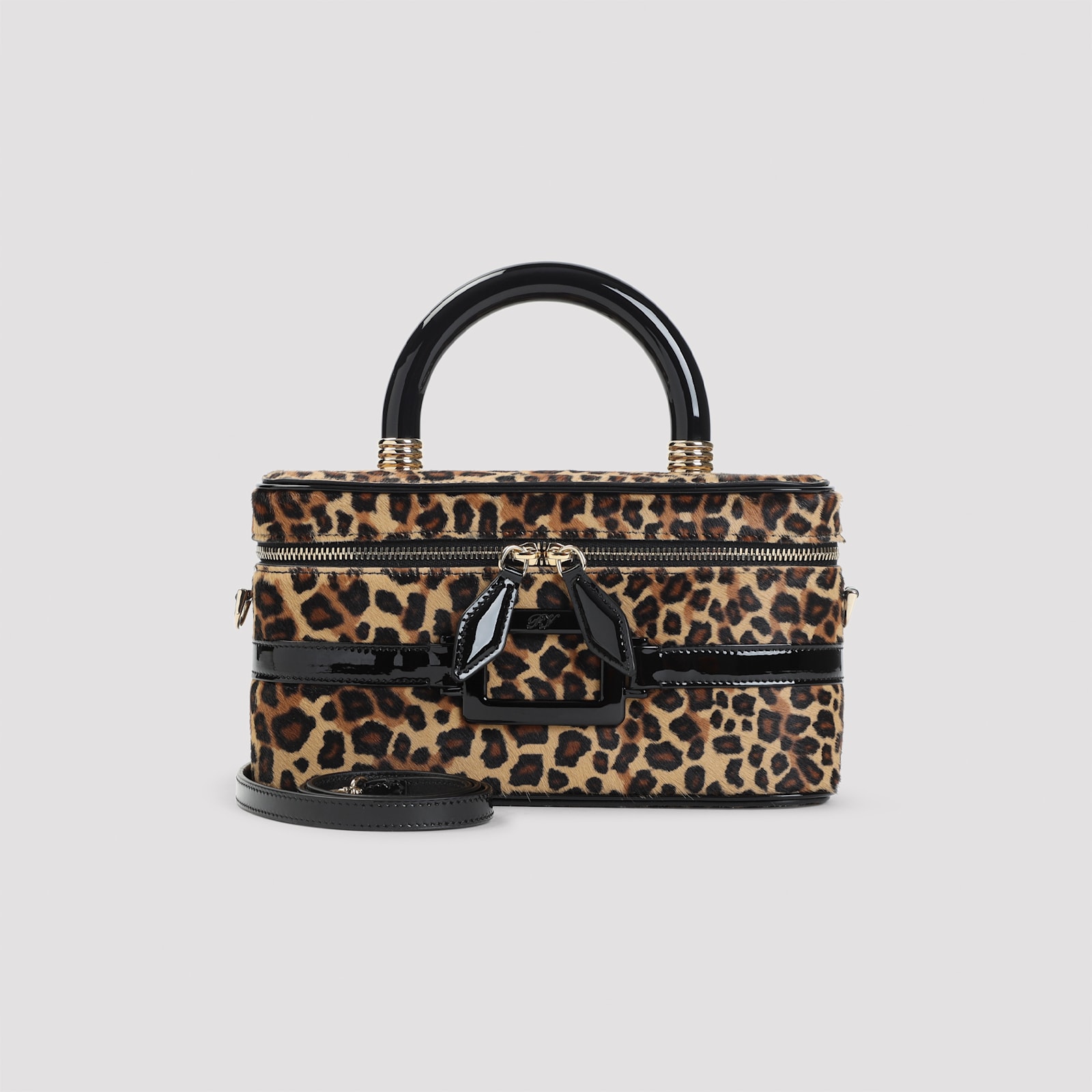 Roger Vivier Mini Vanity Bag With Top Handle And Strap In Neutral