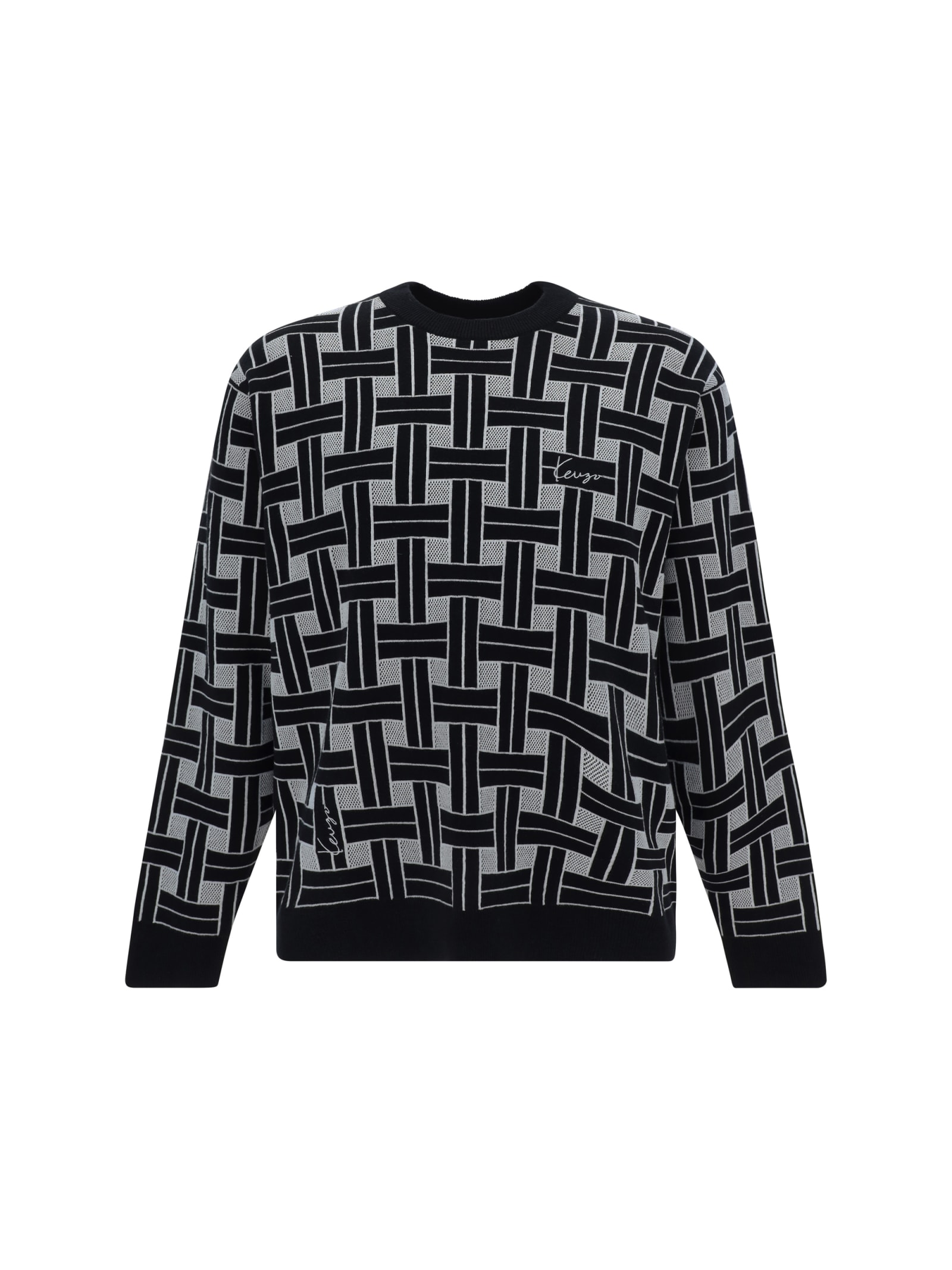 Shop Kenzo Weave Jumper In Black