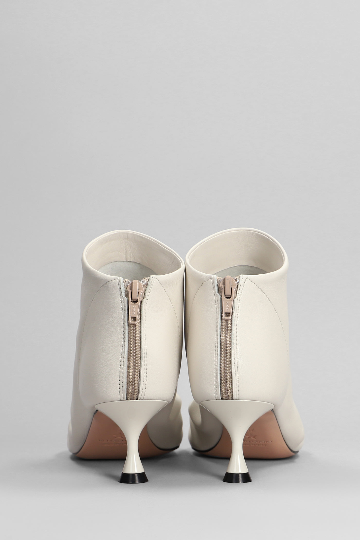 Shop Marc Ellis High Heels Ankle Boots In Beige Leather