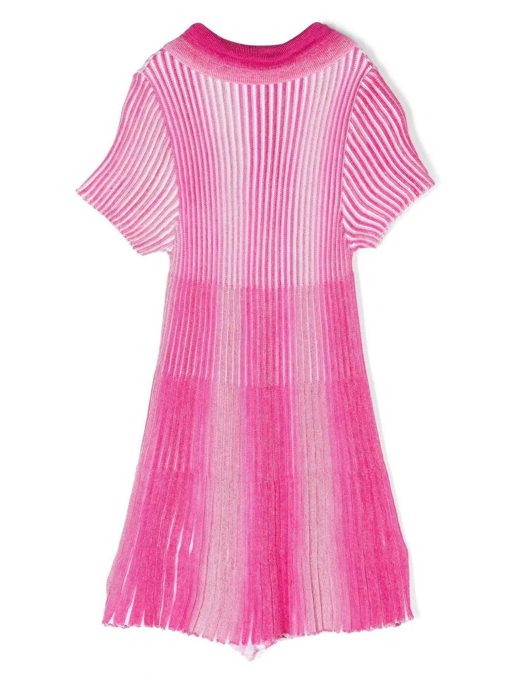 Shop Missoni Pink Striped Laminated Knit Dress