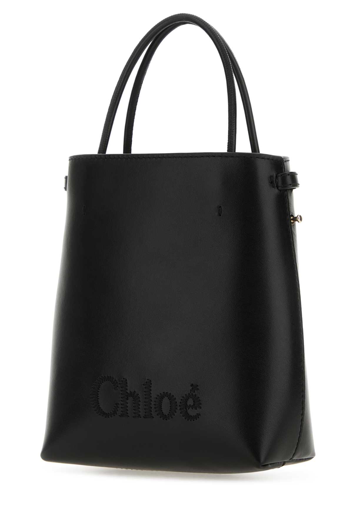 Shop Chloé Black Leather Micro Chloã© Sense Handbag