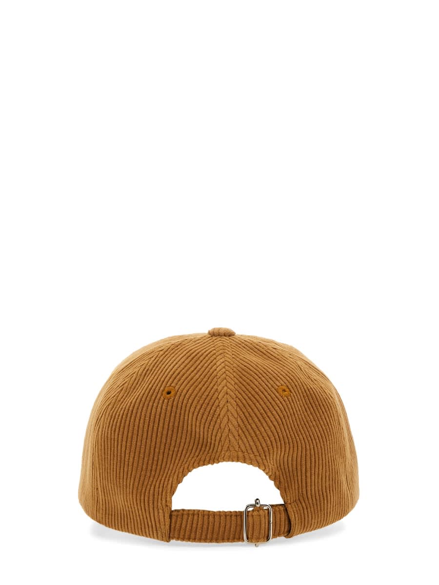 Apc A.p.c. Logo Printed Corduroy Cap In Brown