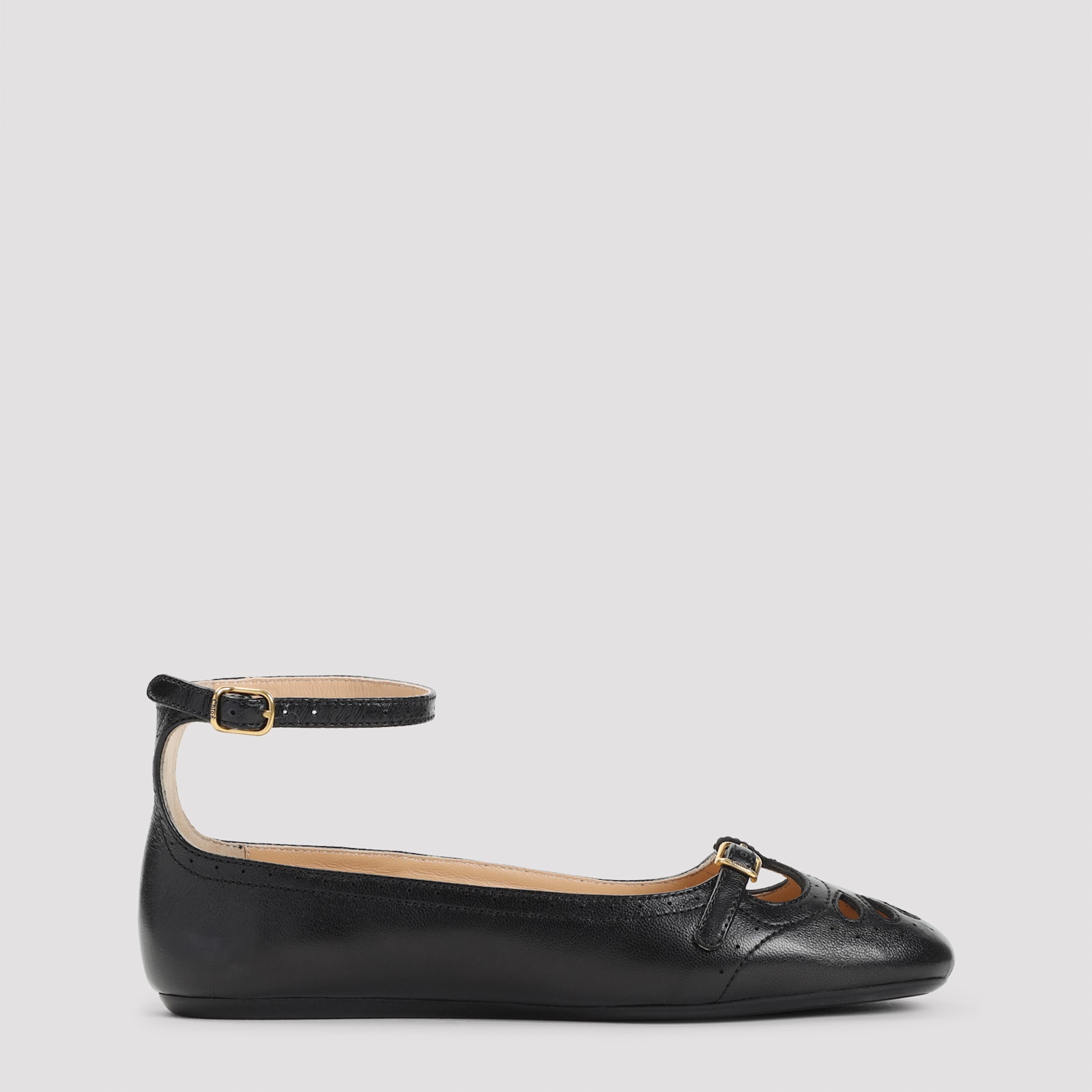 Chloé Chloe Misty Cut-out Leather Ballet Flats In Black