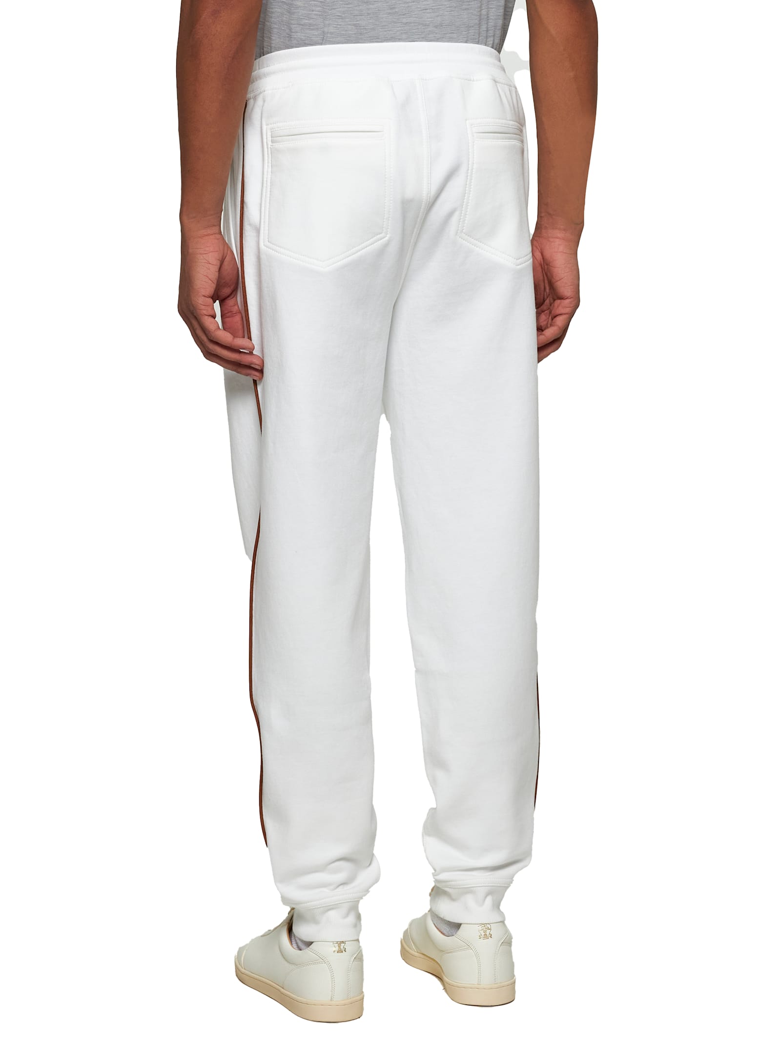 Brunello Cucinelli Piped-trim Sweatpants In Beige