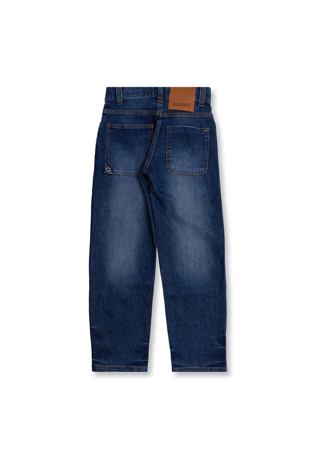 Shop Jacquemus Lenfant Logo Patch Denim Jeans In Denim Blue