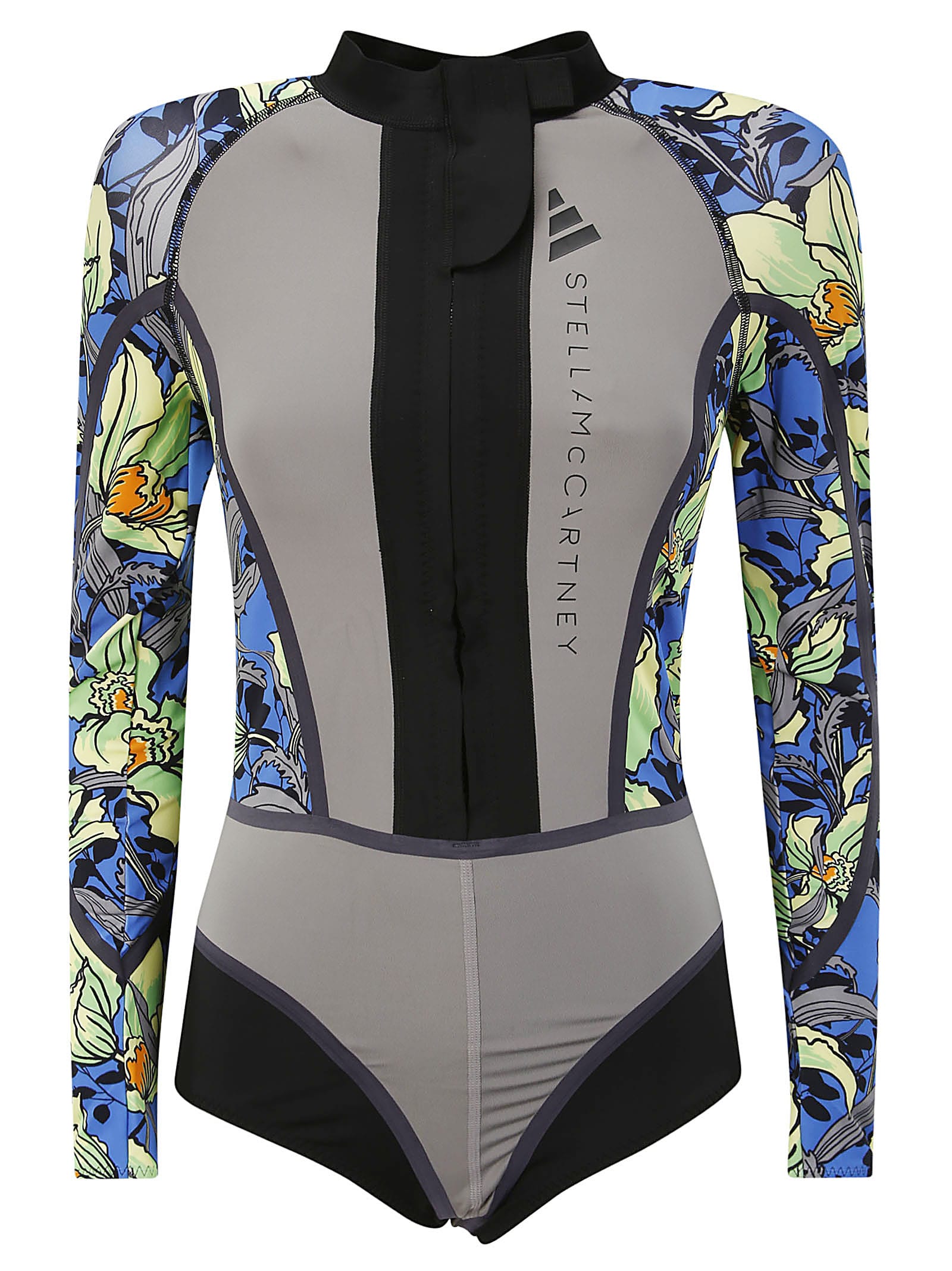 Adidas By Stella Mccartney Gray Bonded One-piece In Dgrey/multi/black