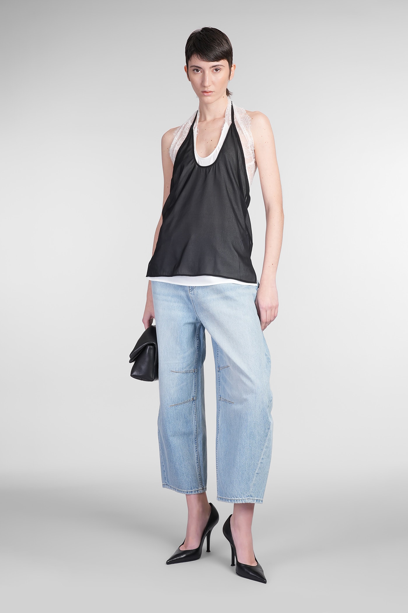Helmut Lang Lace Dancer Halter Top In Black