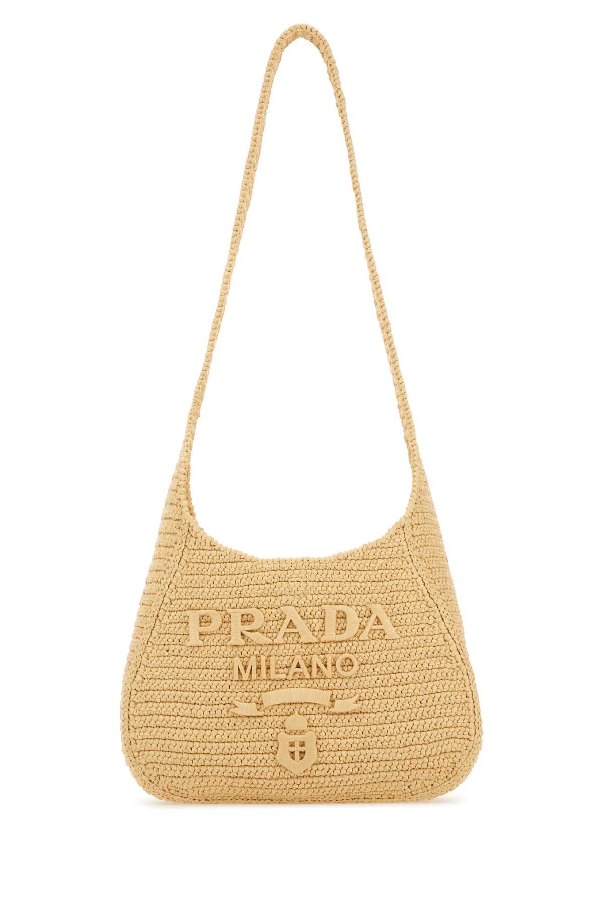 Shop Prada Raffia Shoulder Bag In Naturale