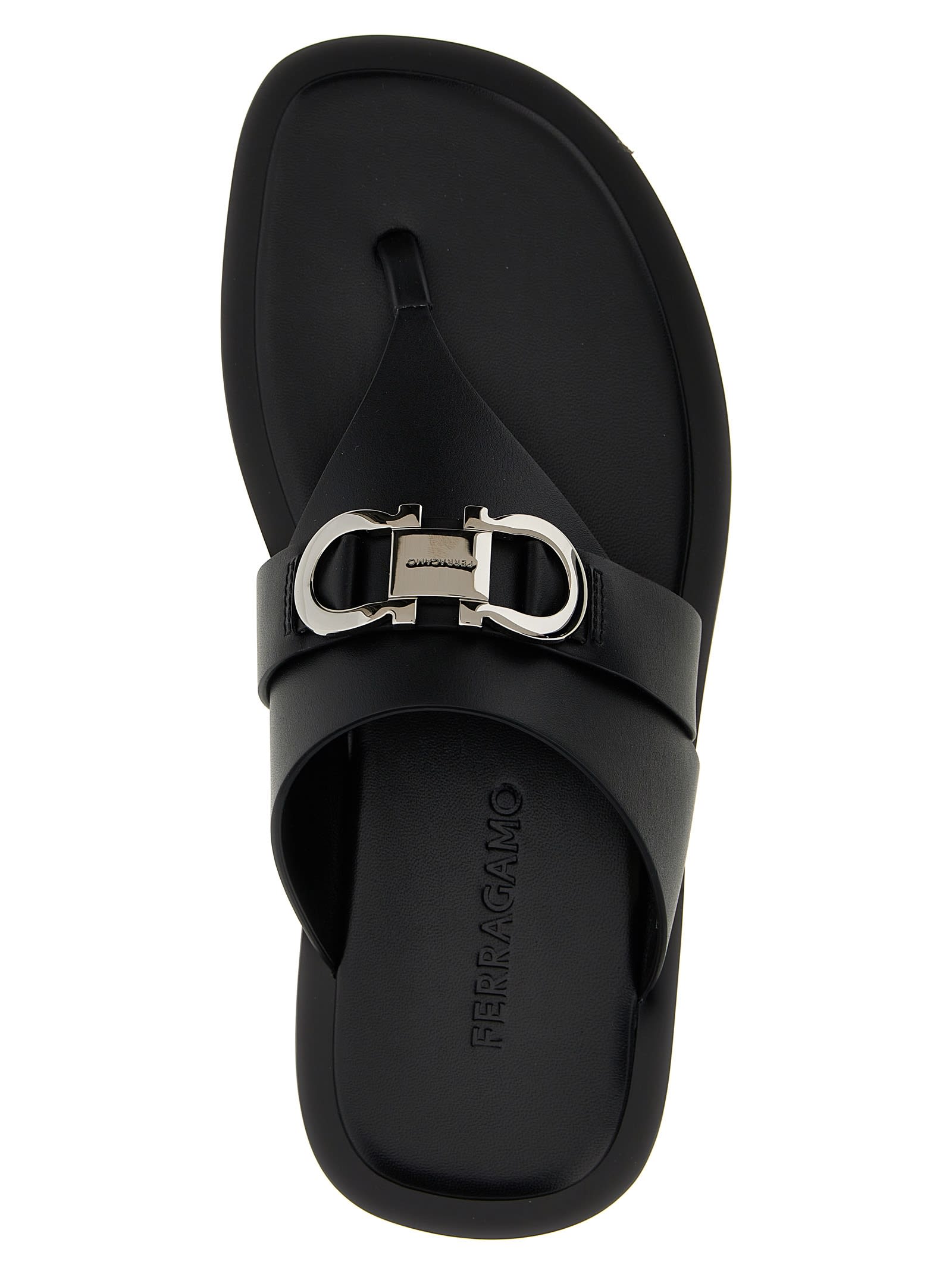 Shop Ferragamo Gancini Sandals In Black