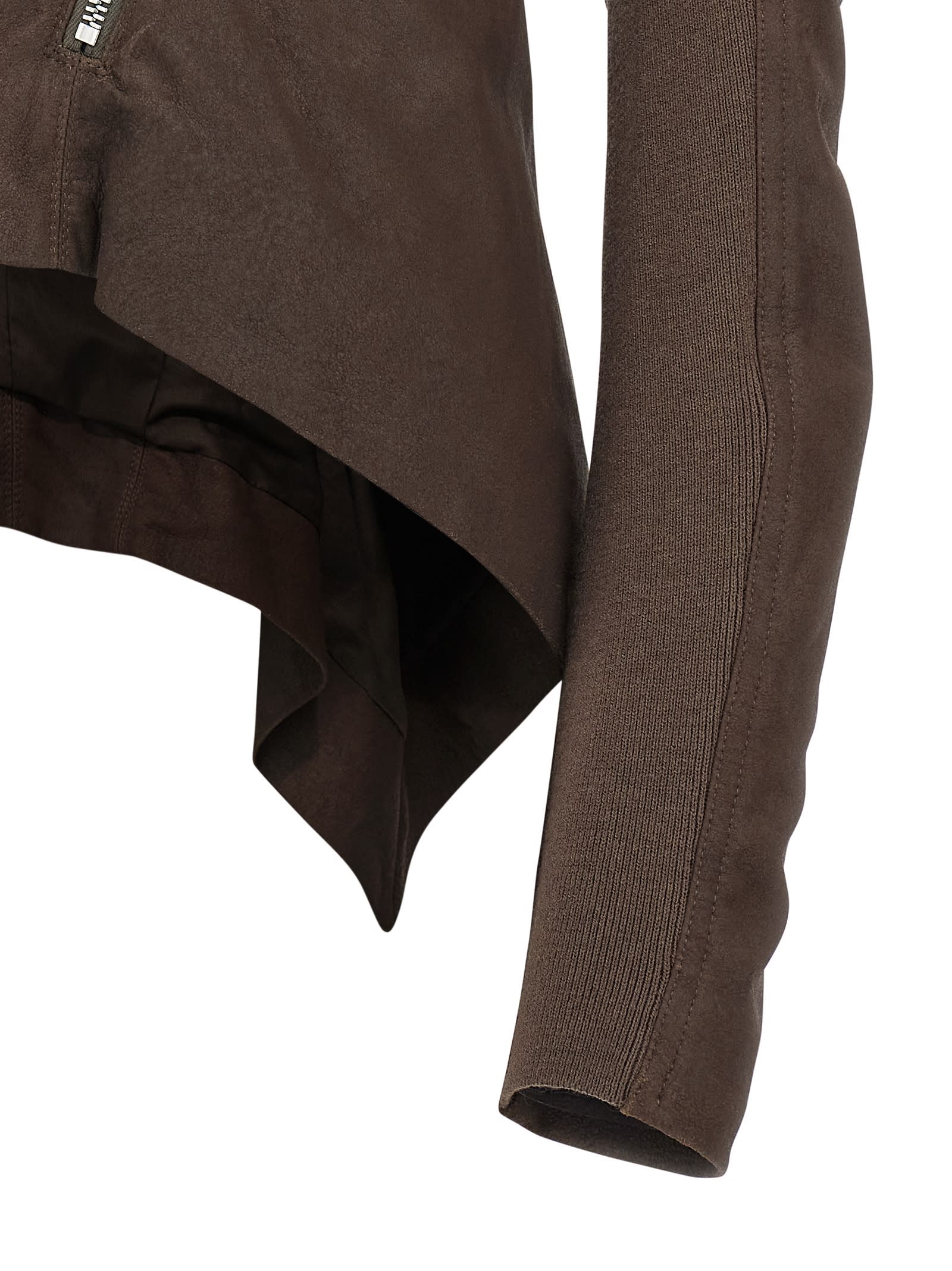 Rick Owens Tailored Brown Lamb Leather Jacket With Padded Shoulders In Multi