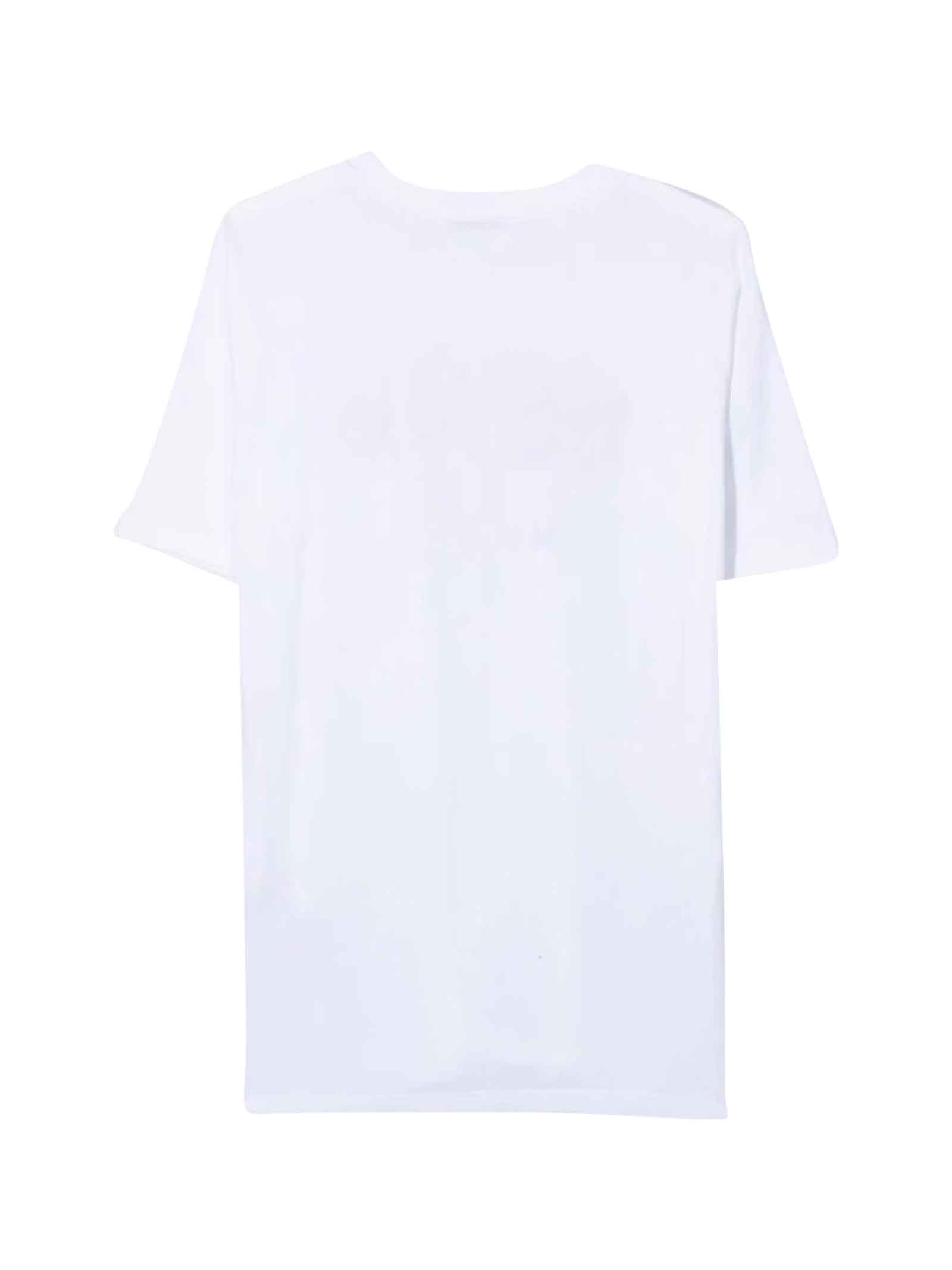 Shop Msgm White Unisex T-shirt With Logo On The Front, Round Neckline, Short Sleeves And Straight Hem By . In Bianca