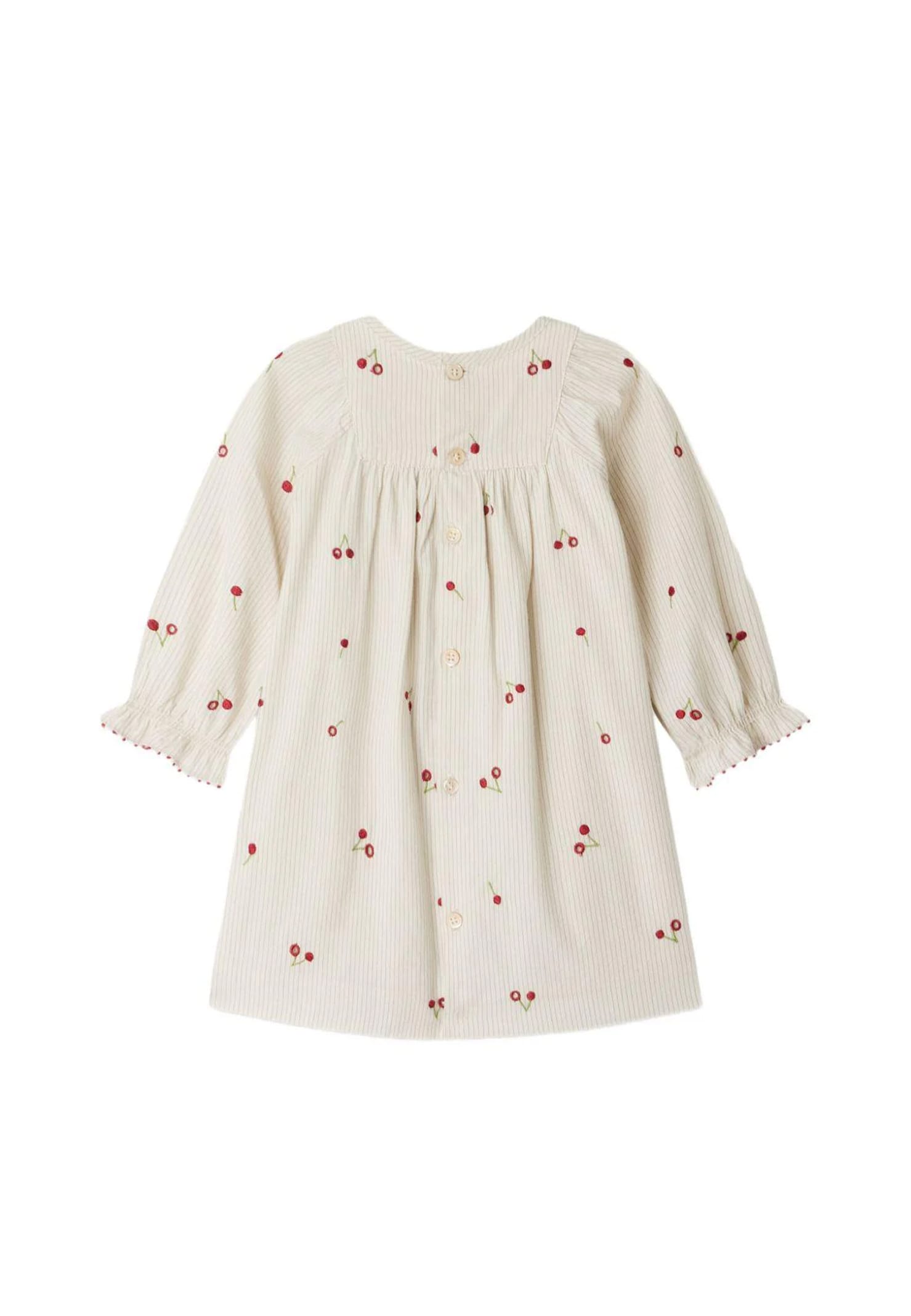 Bonpoint Ivory Dress For Baby Girl With Cherries In White