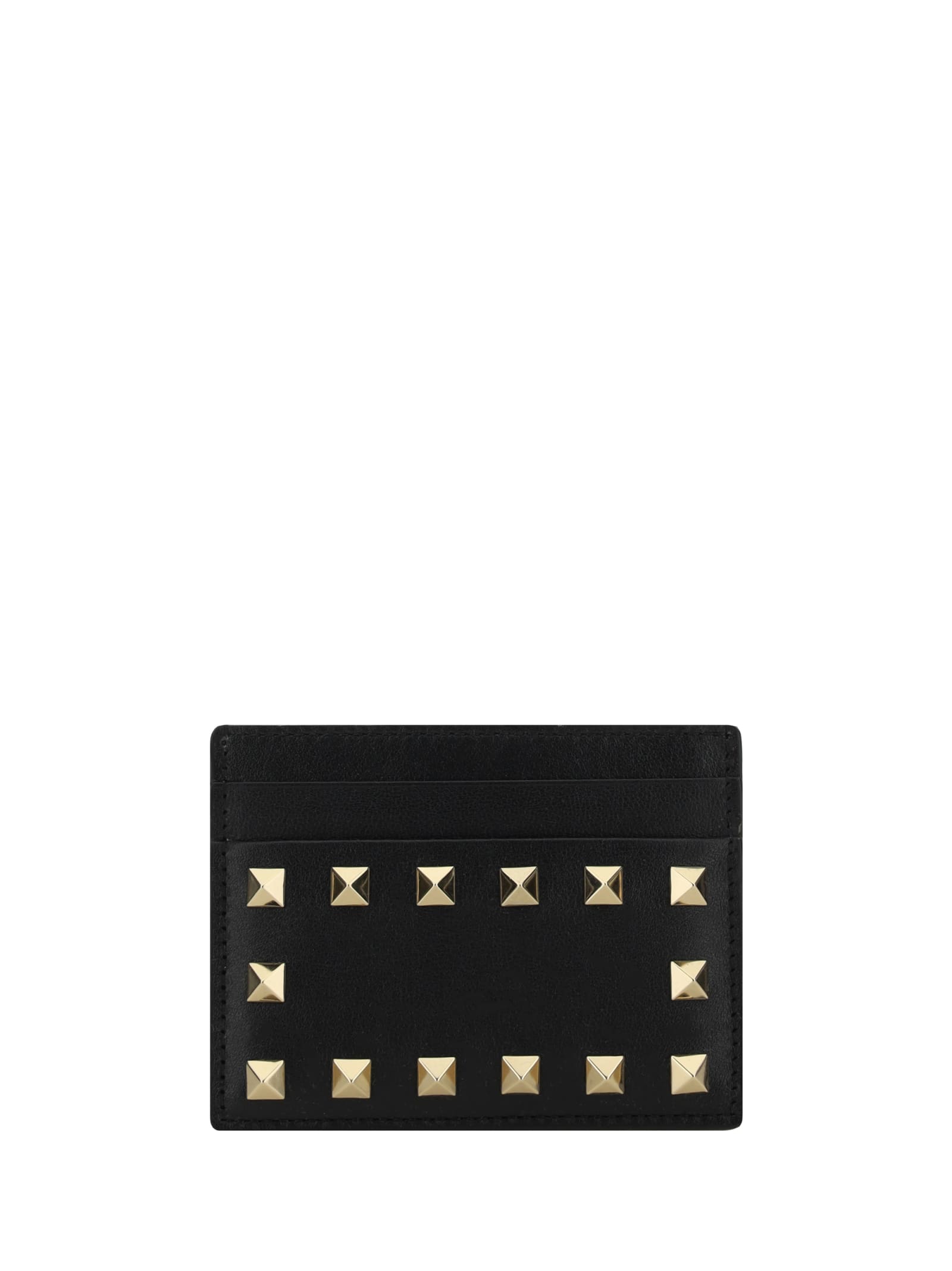 Shop Valentino Garavani Rockstud Card Holder In Nero