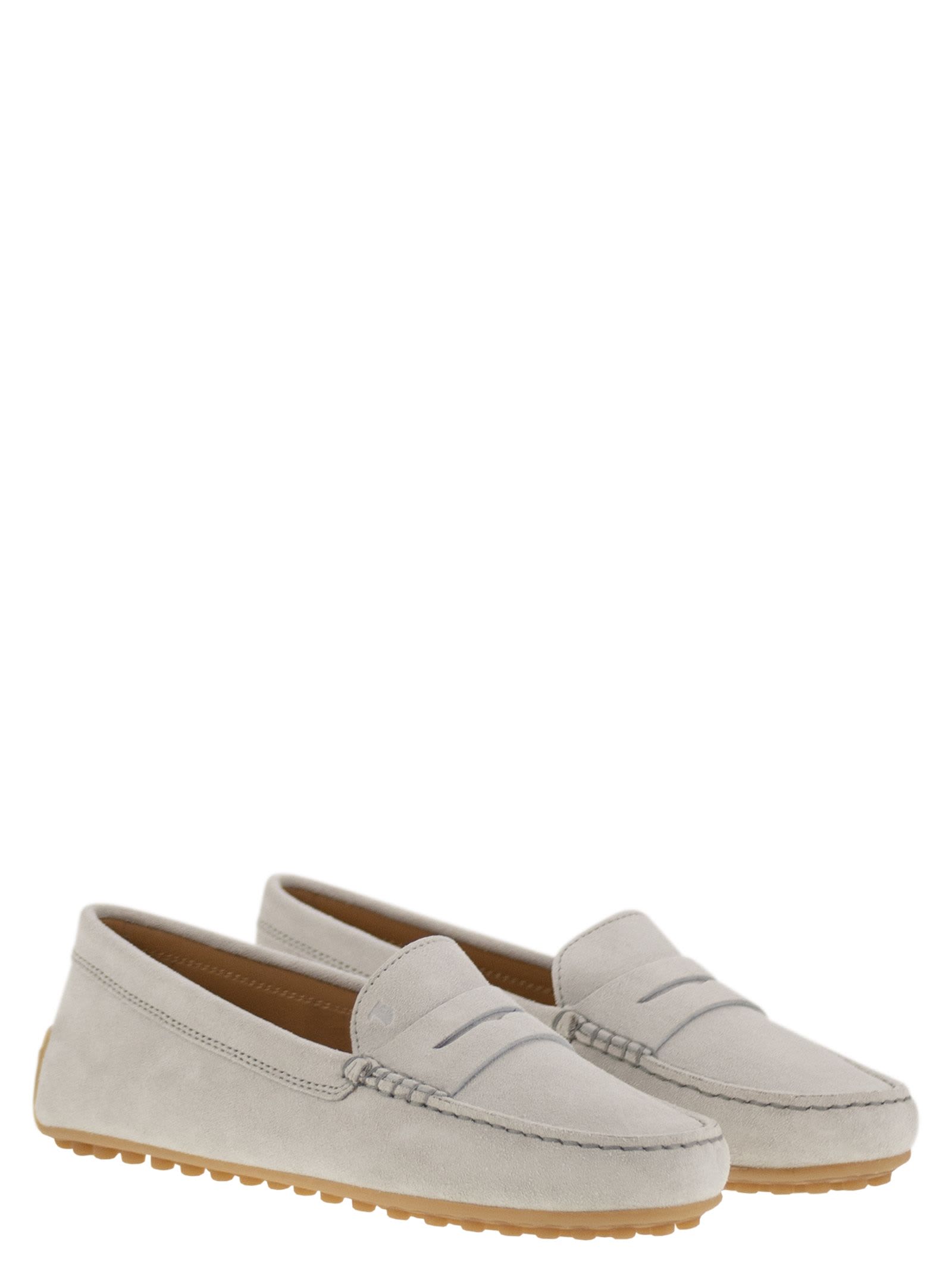 Tod's City Gommino Suede Loafer In Ice