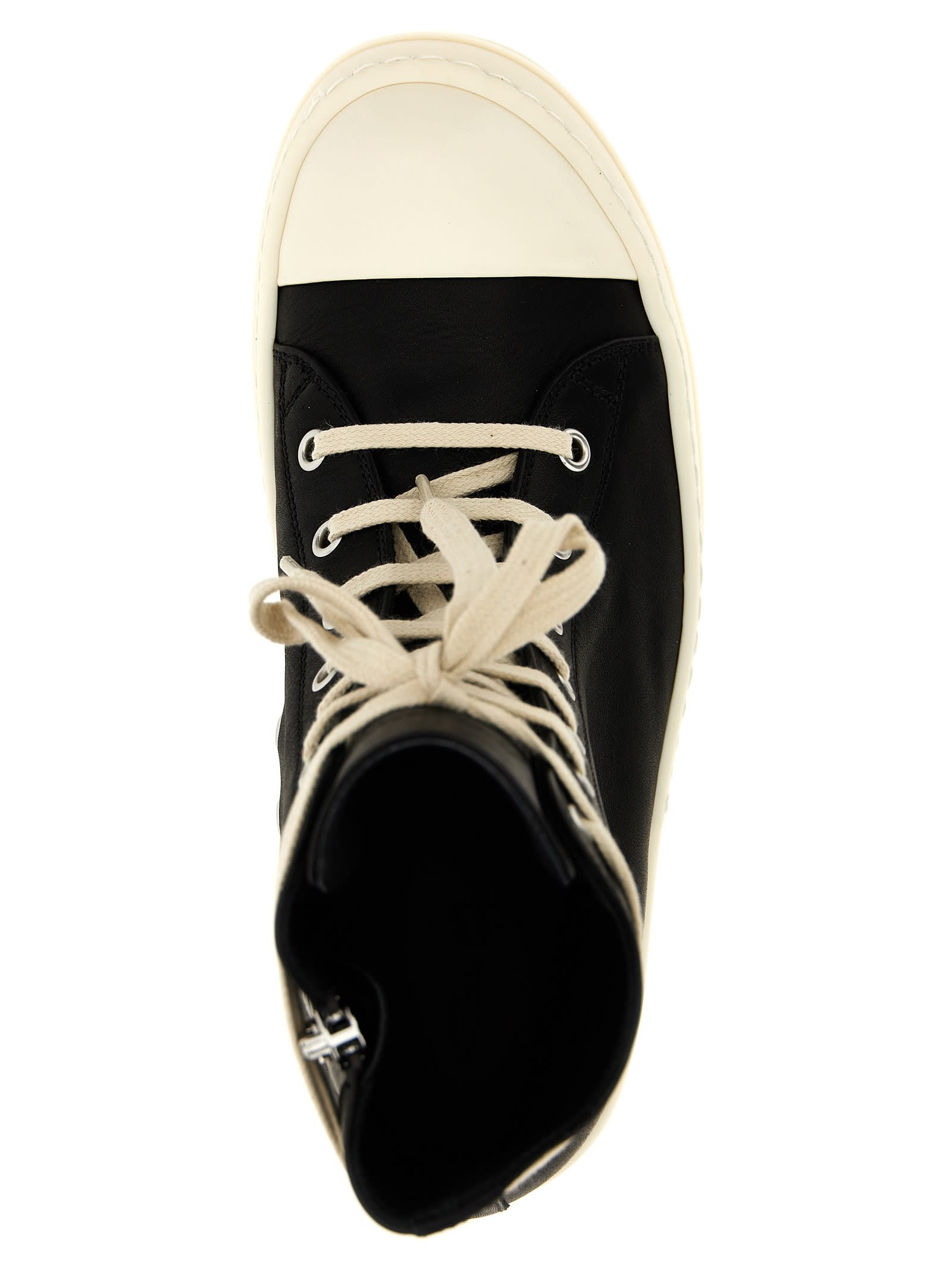 Shop Rick Owens Hi-top Lace-up Sneakers In White Black