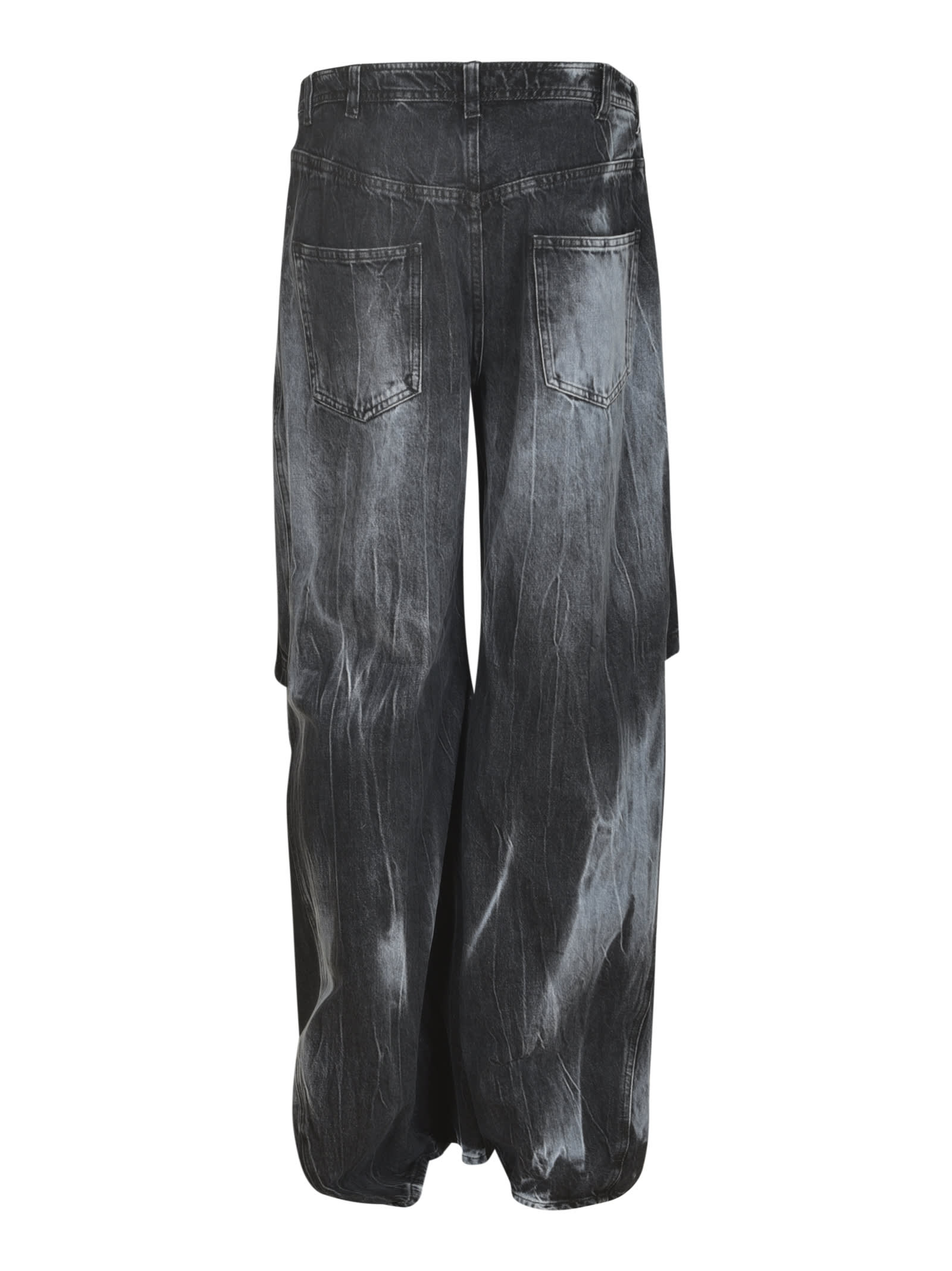 Alessandro Vigilante Cut-out Detail Stonewashed Jeans In Black