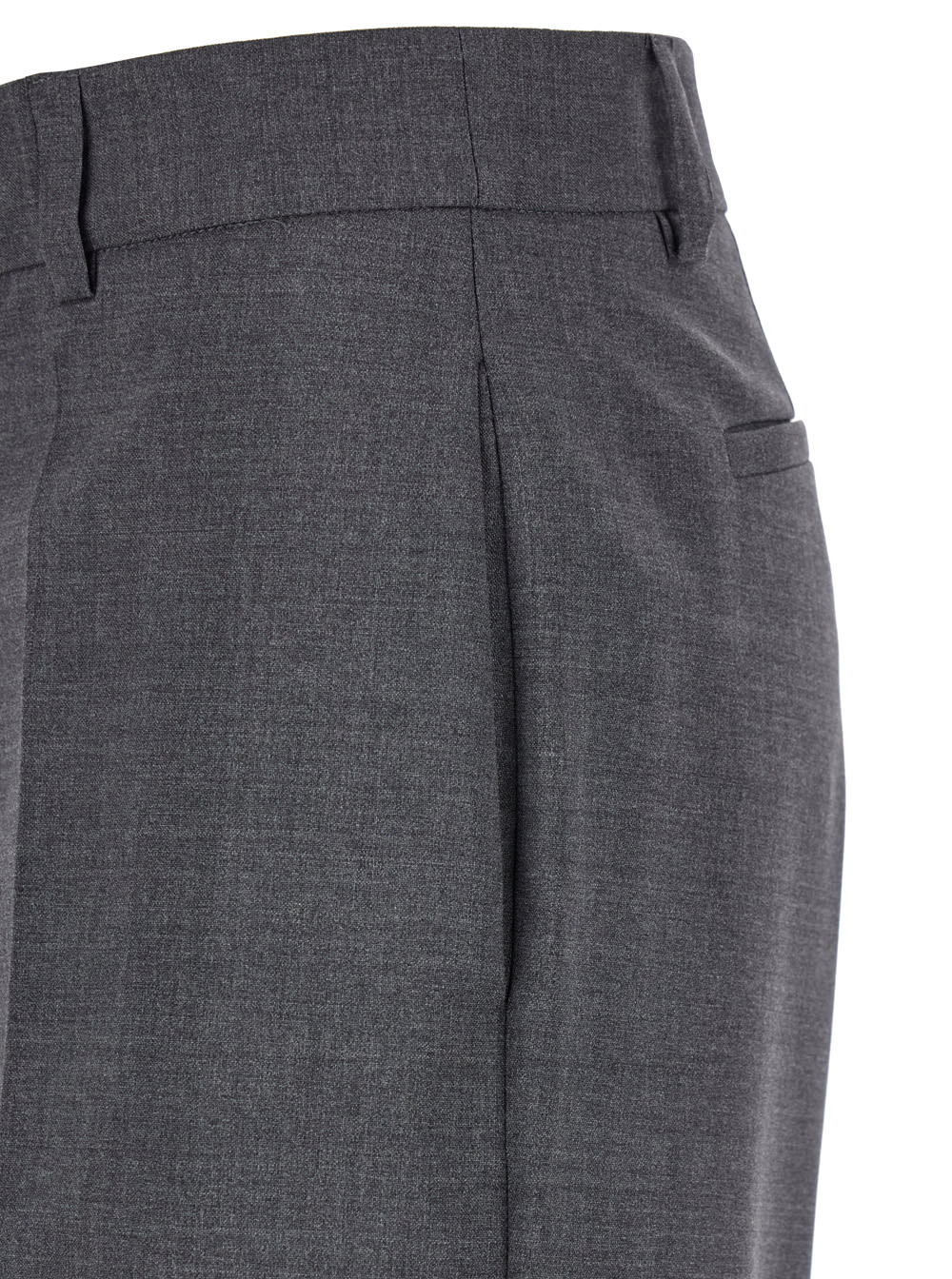 Shop P.a.r.o.s.h Grey High-waisted Tailored Pants With Concealed Closure In Fabric Woman