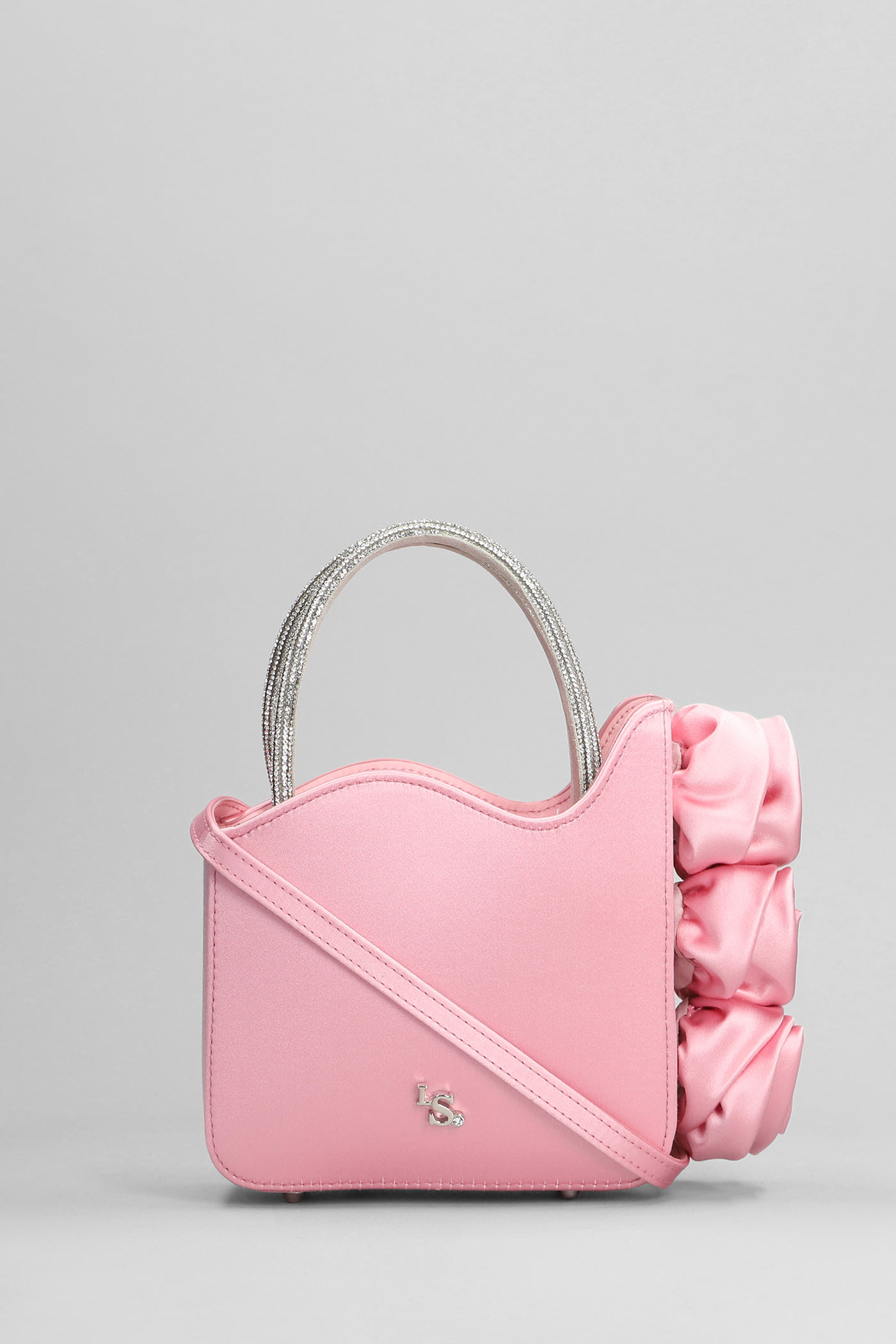 Rose Hand Bag In Rose-pink Satin