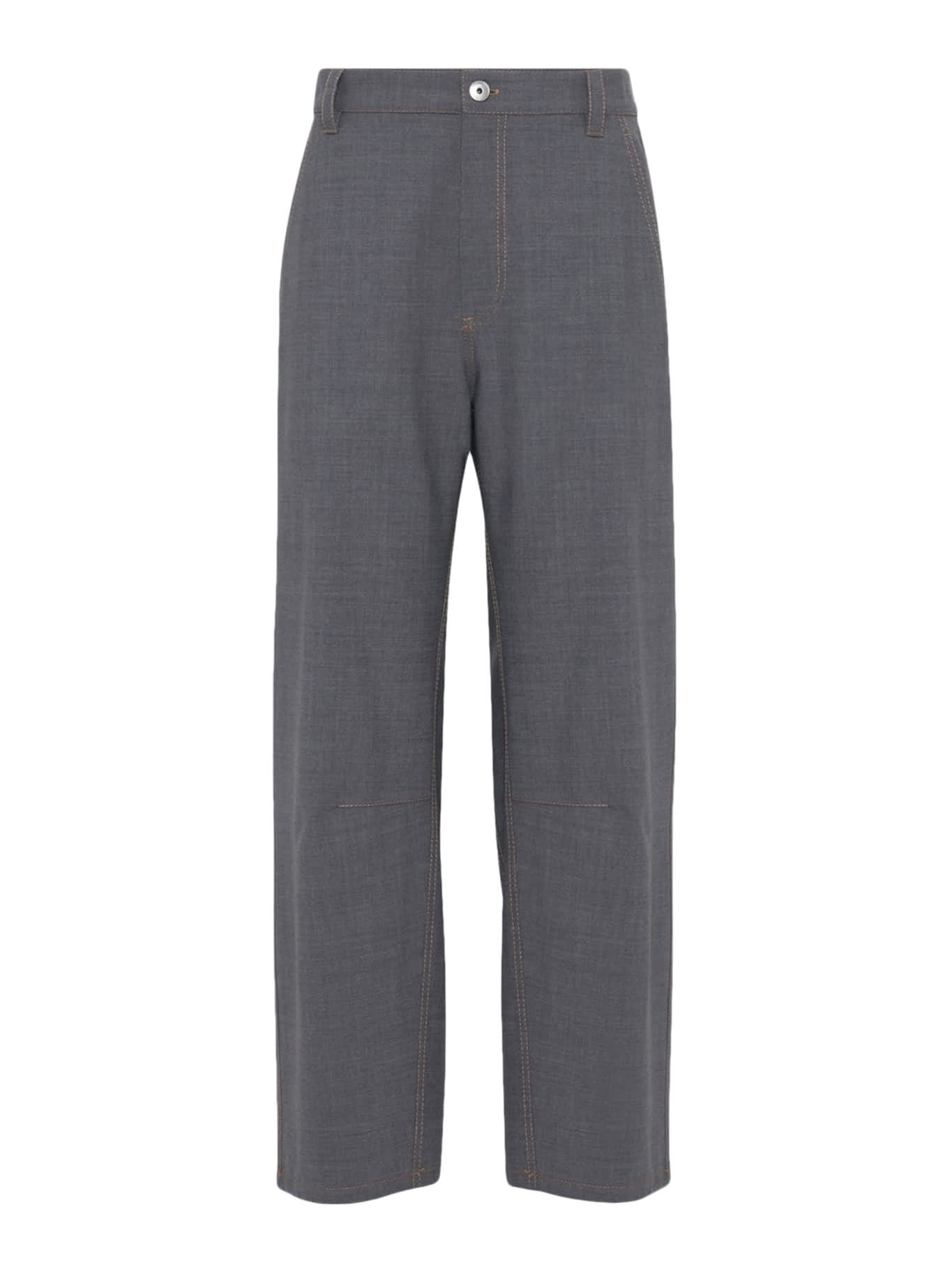 Brunello Cucinelli Grey Wool Pants In Grey
