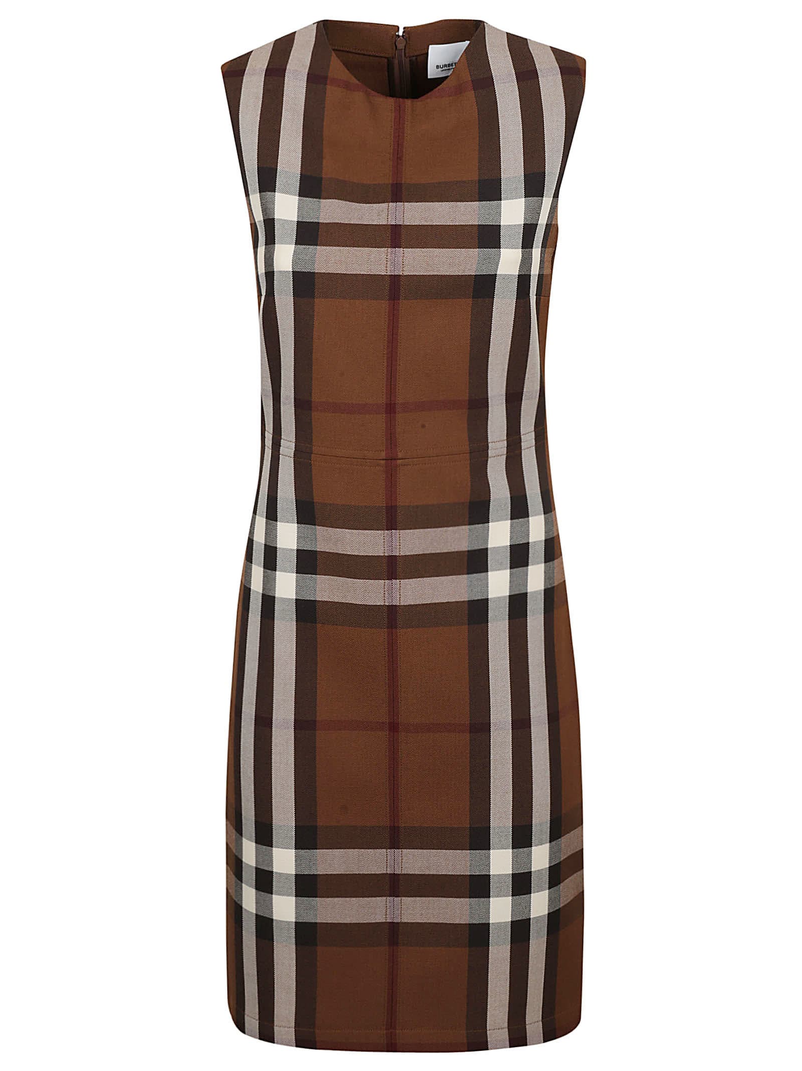 Burberry Maci Short Sleeve Dress In Dark Birch Brown