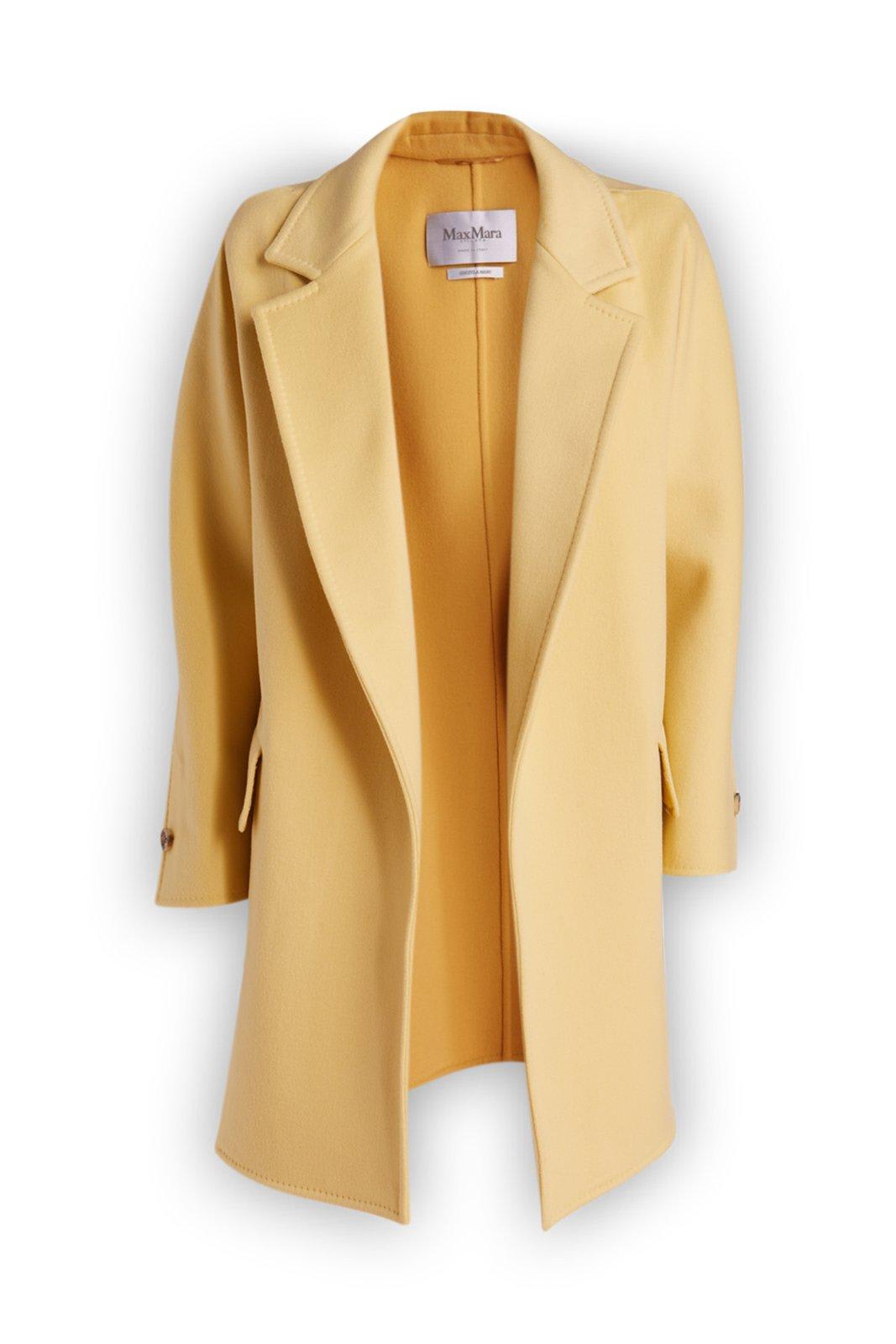 Shop Max Mara Beira Long Sleeved Coat In Yellow