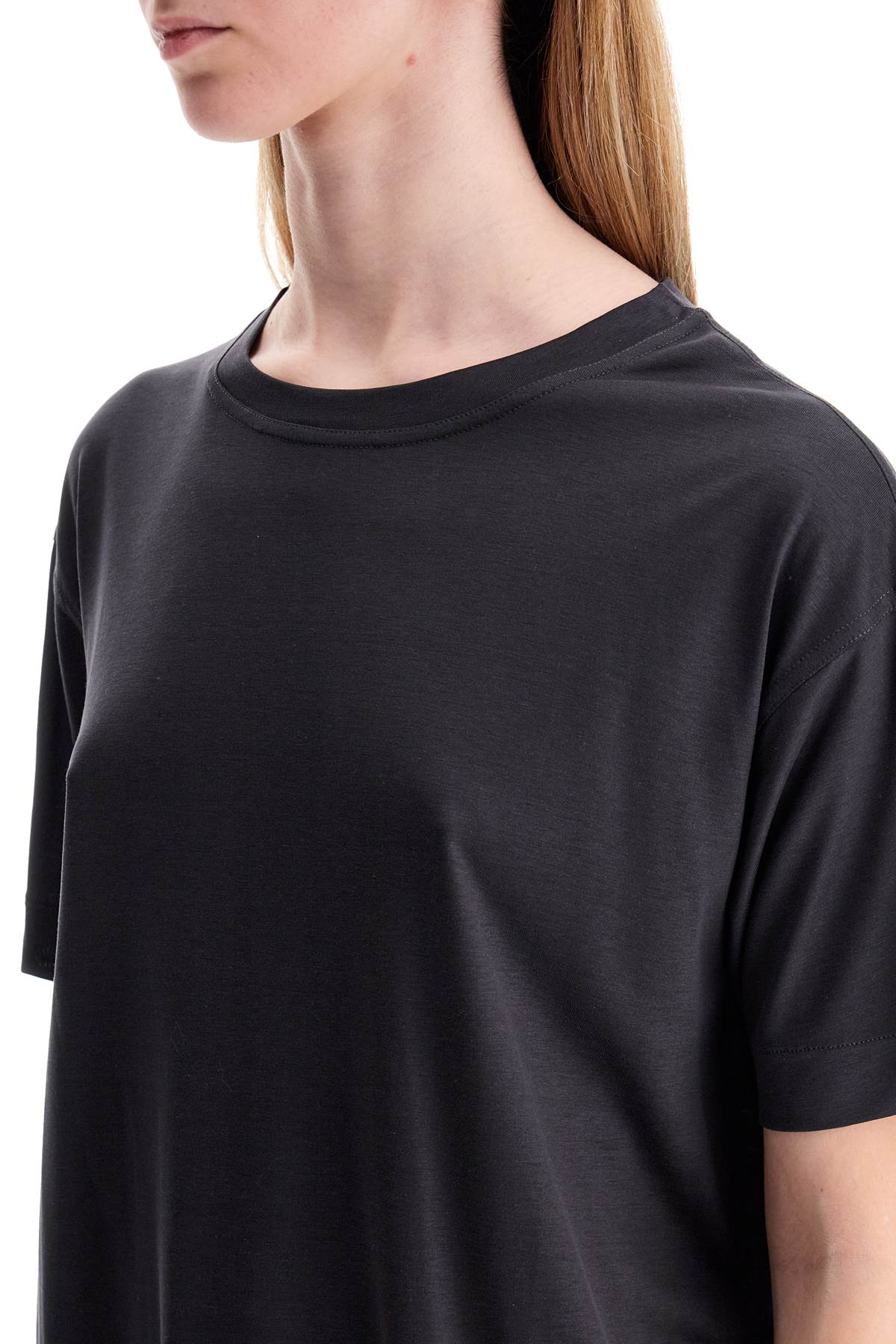 Shop Lemaire Silk Crewneck T-shirt In Caviar (grey)