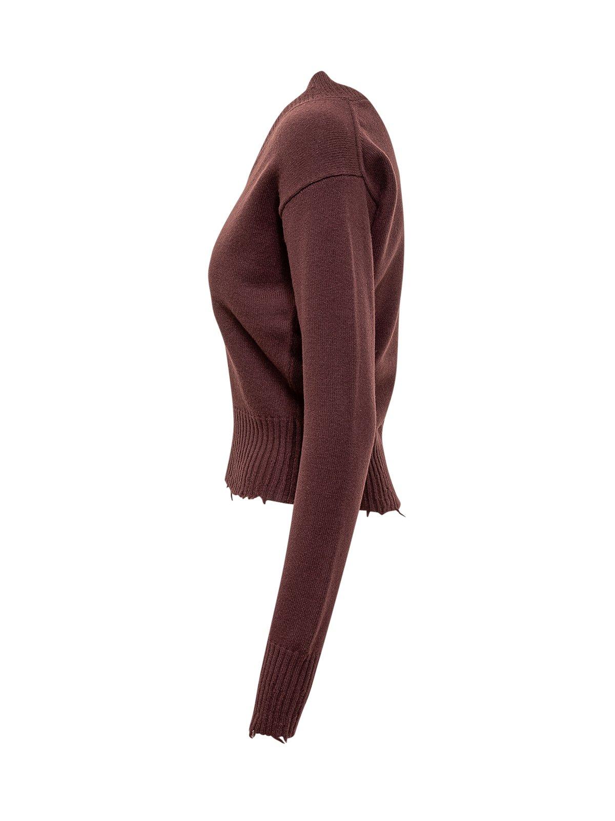 Shop Stella Mccartney V-neck Distressed Jumper In Bordeaux