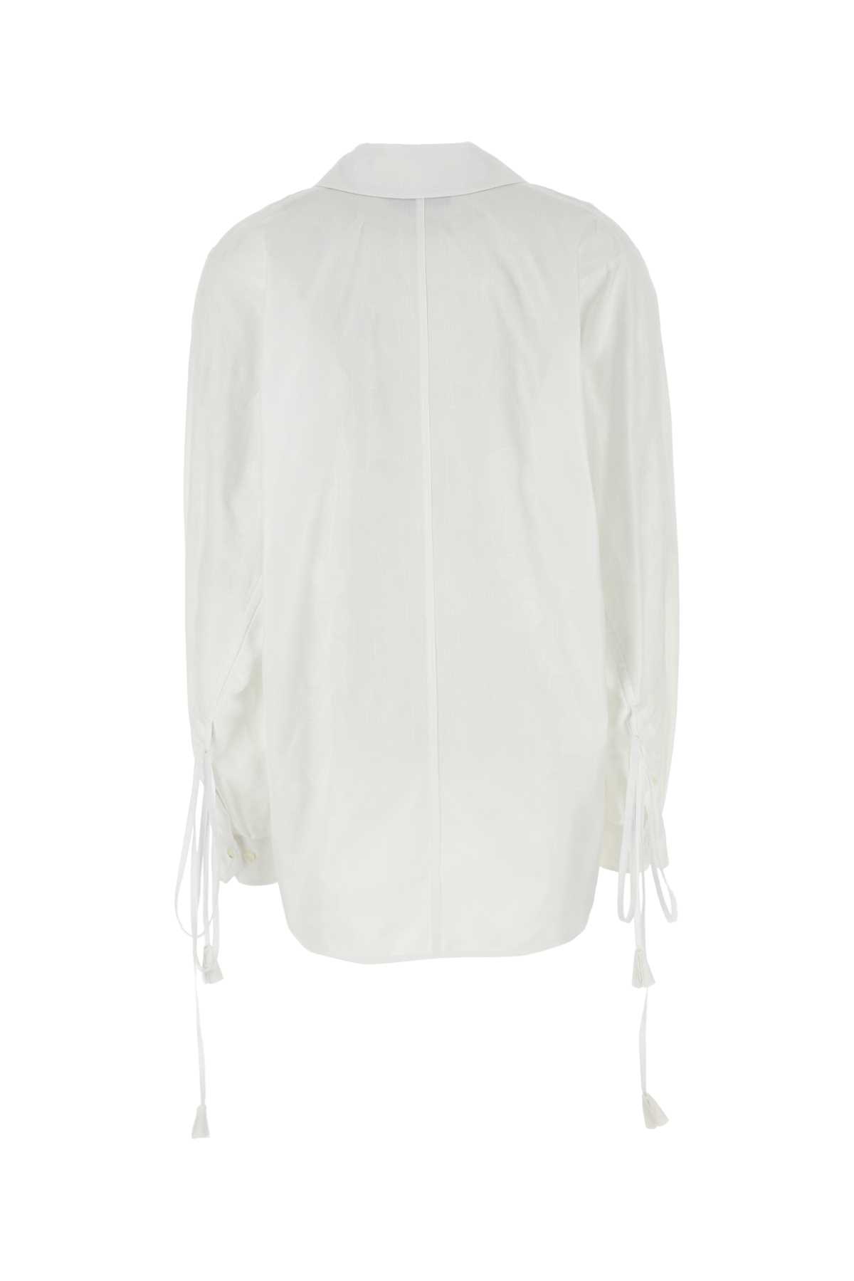 Gucci White Shirt With Pointed Collar With Tie Detail And Horsebit In Cotton Woman In White