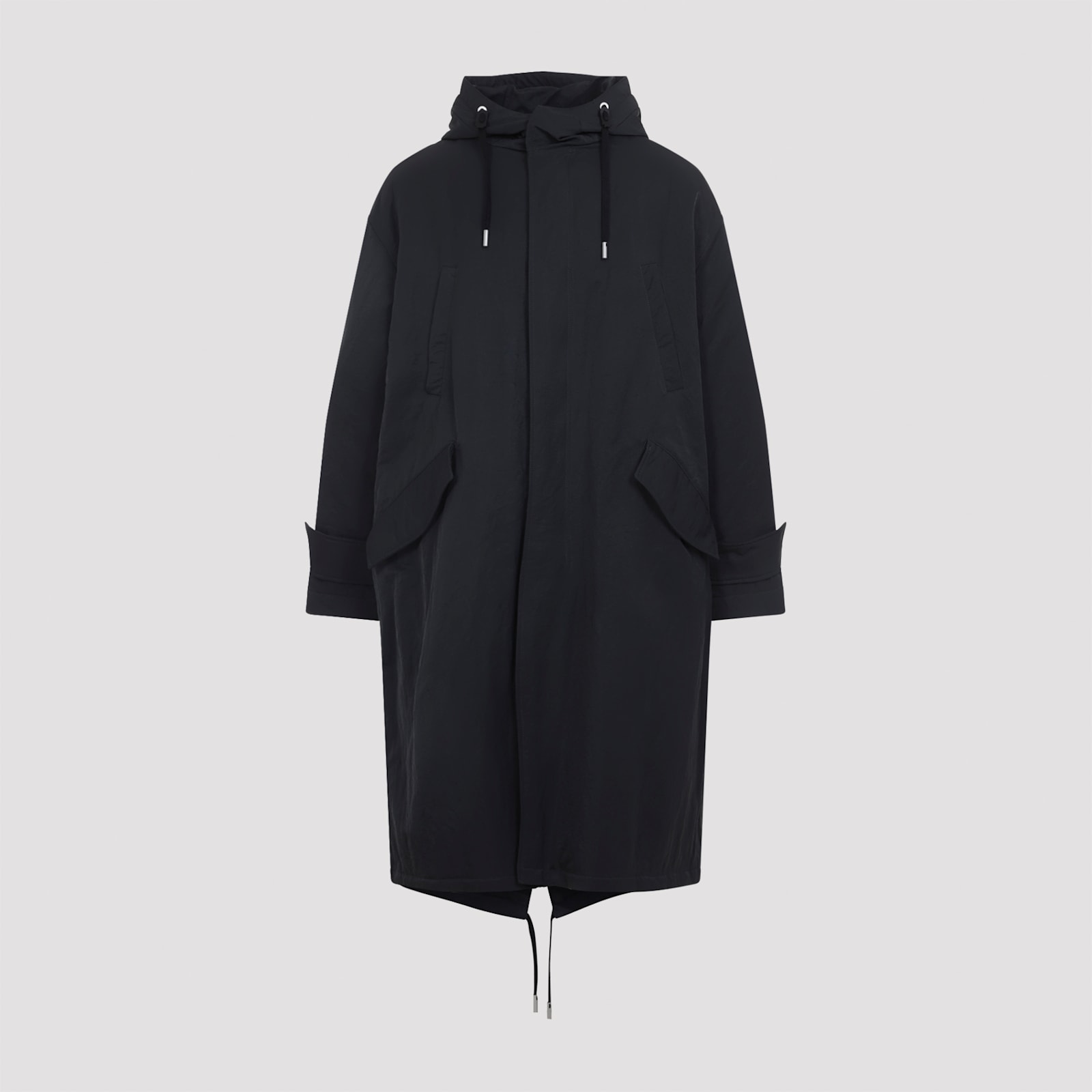 Ami Alexandre Mattiussi Long Hooded Parka With Drawstring And Pockets In Gray