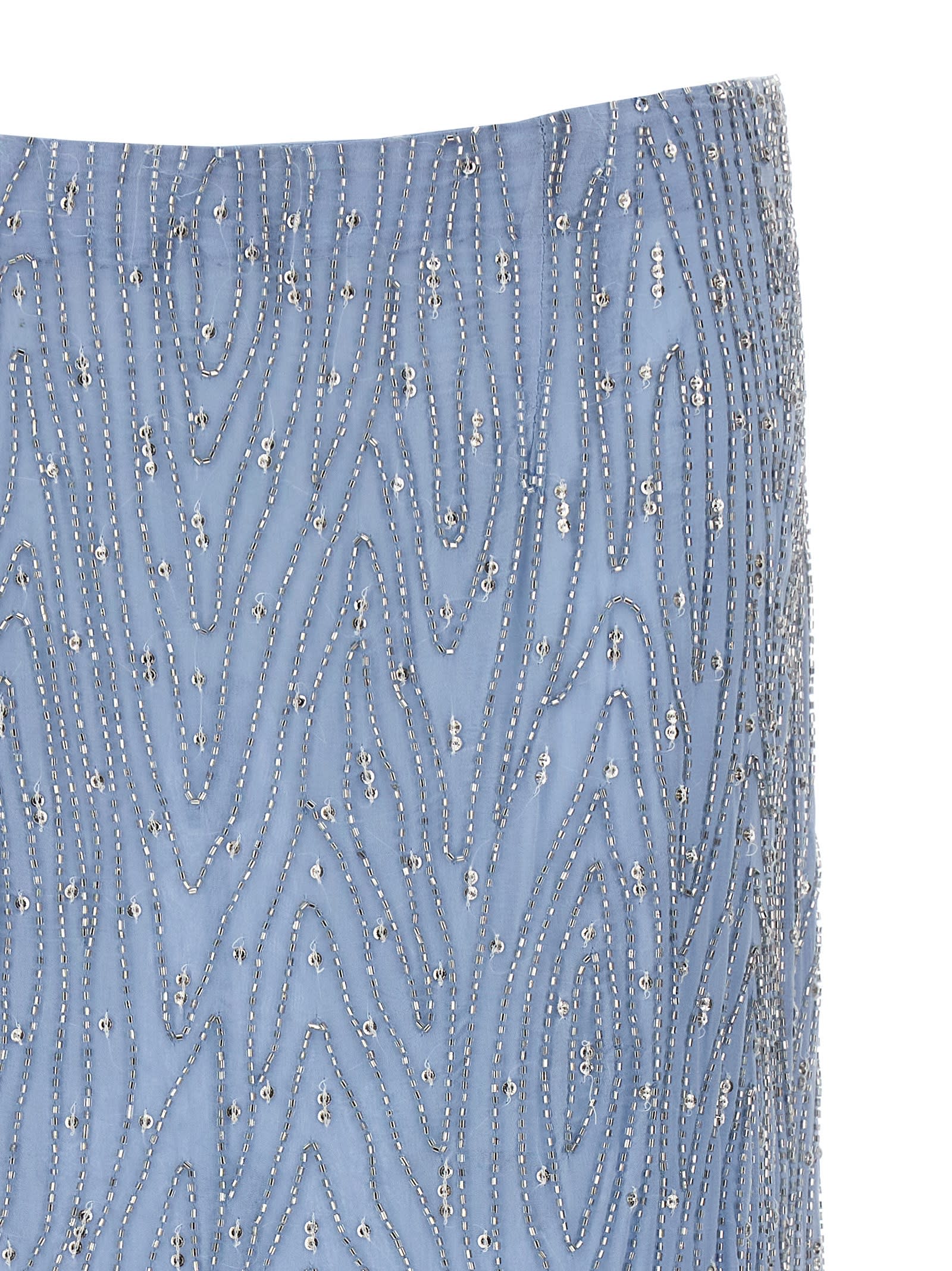 Shop P.a.r.o.s.h Sequins And Beads Skirt In Azzurro