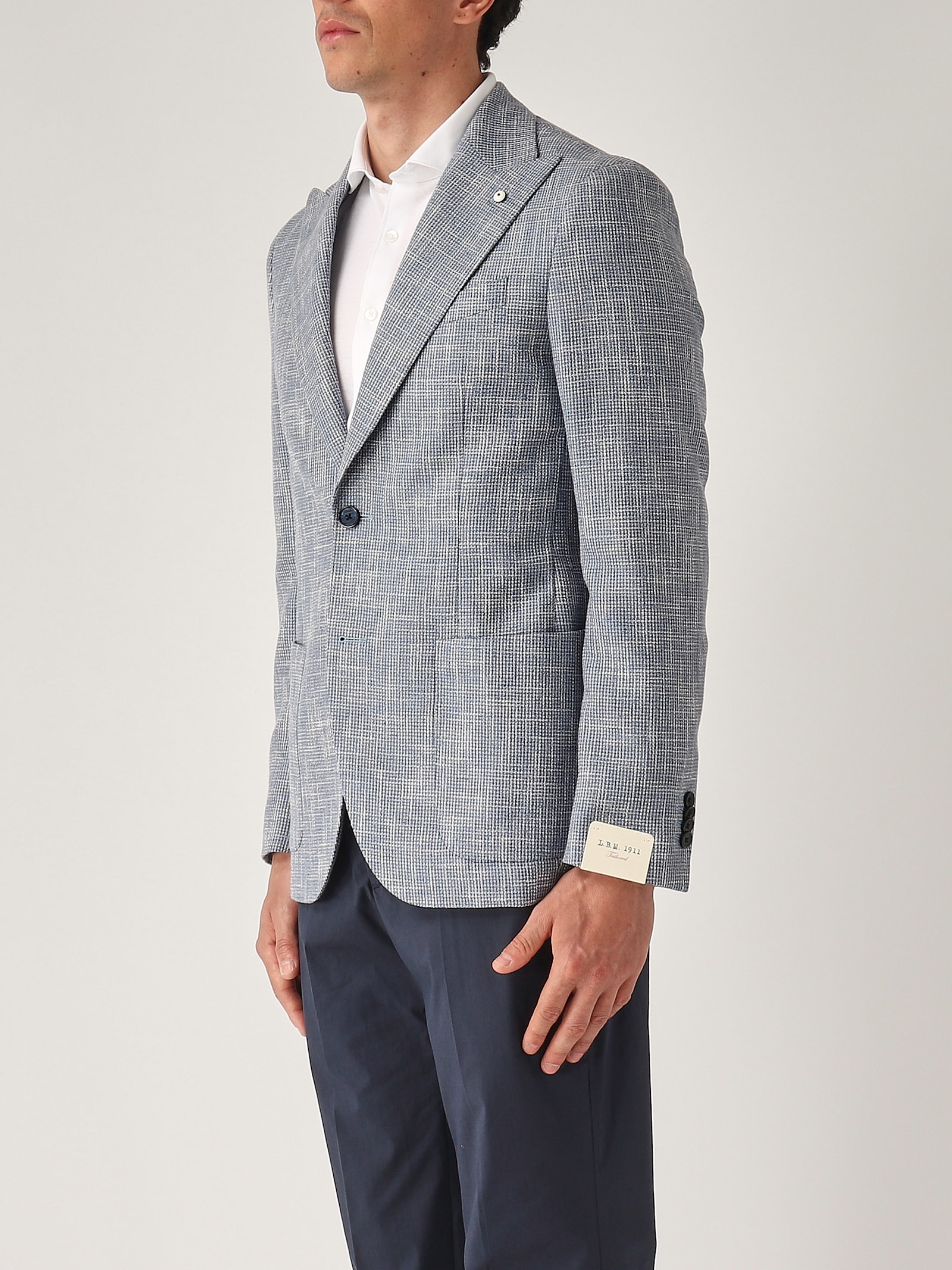 L.b.m 1911 Rever Lancia Tessuto Operato Blazer In Gray
