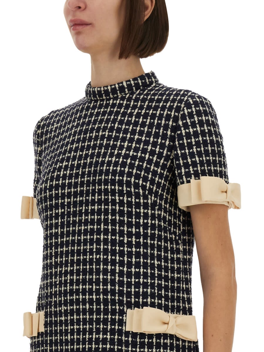 Valentino Garavani Embroidered Damier Light Tweed Short Dress