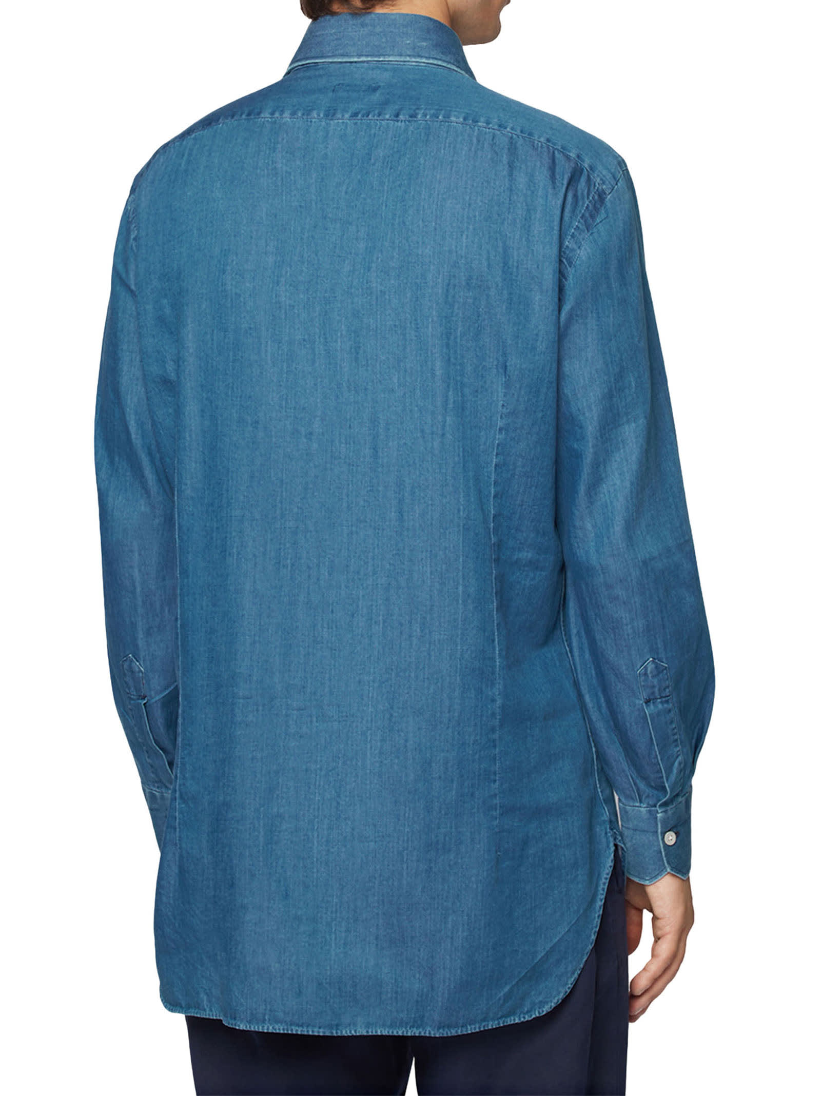 Shop Kiton Shirt Cotton In Blue