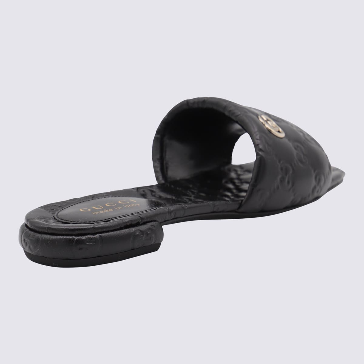 GUCCI BLACK LEATHER FLATS