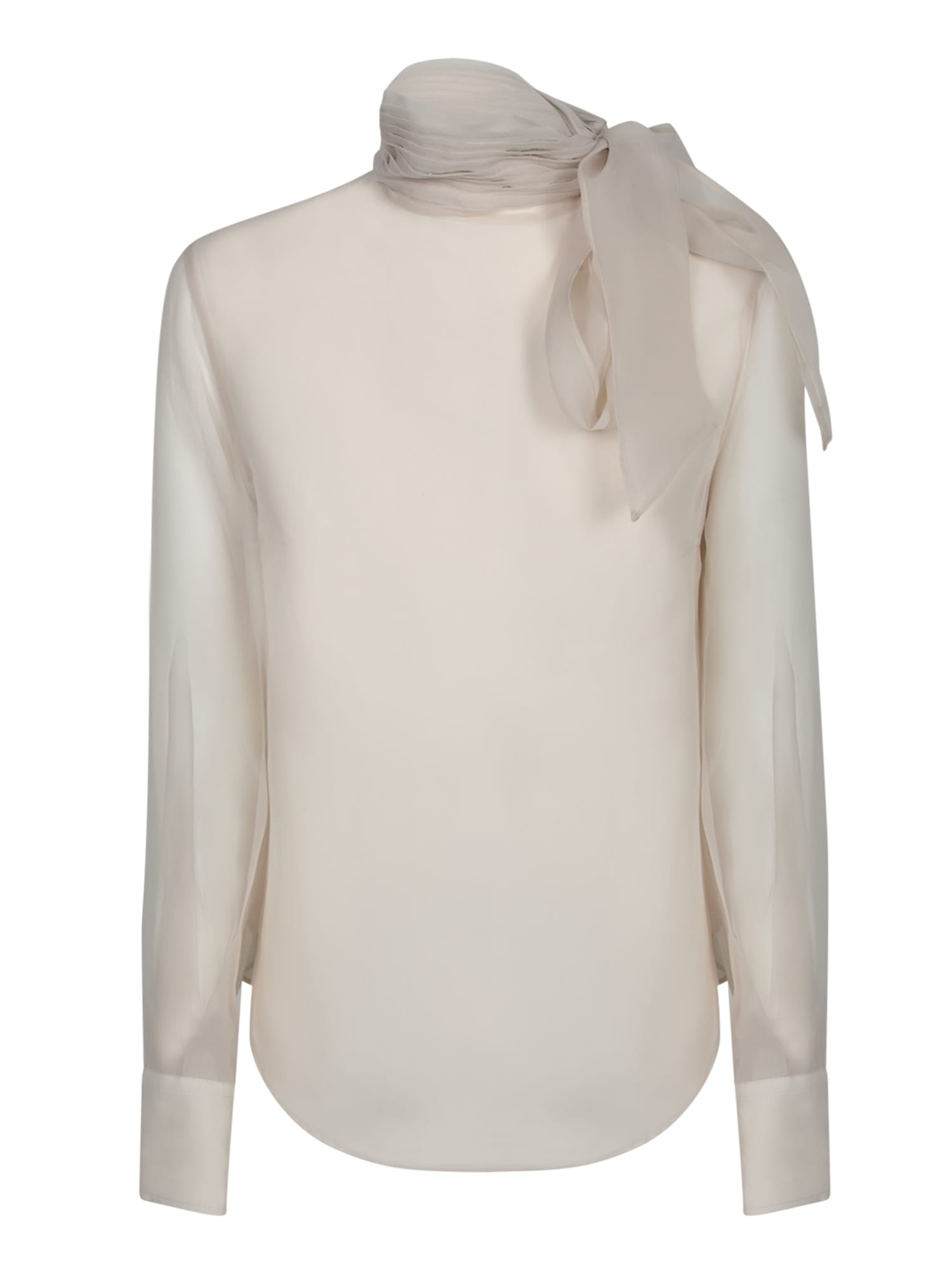 Brunello Cucinelli Champagne Organza Blouse In Neutral