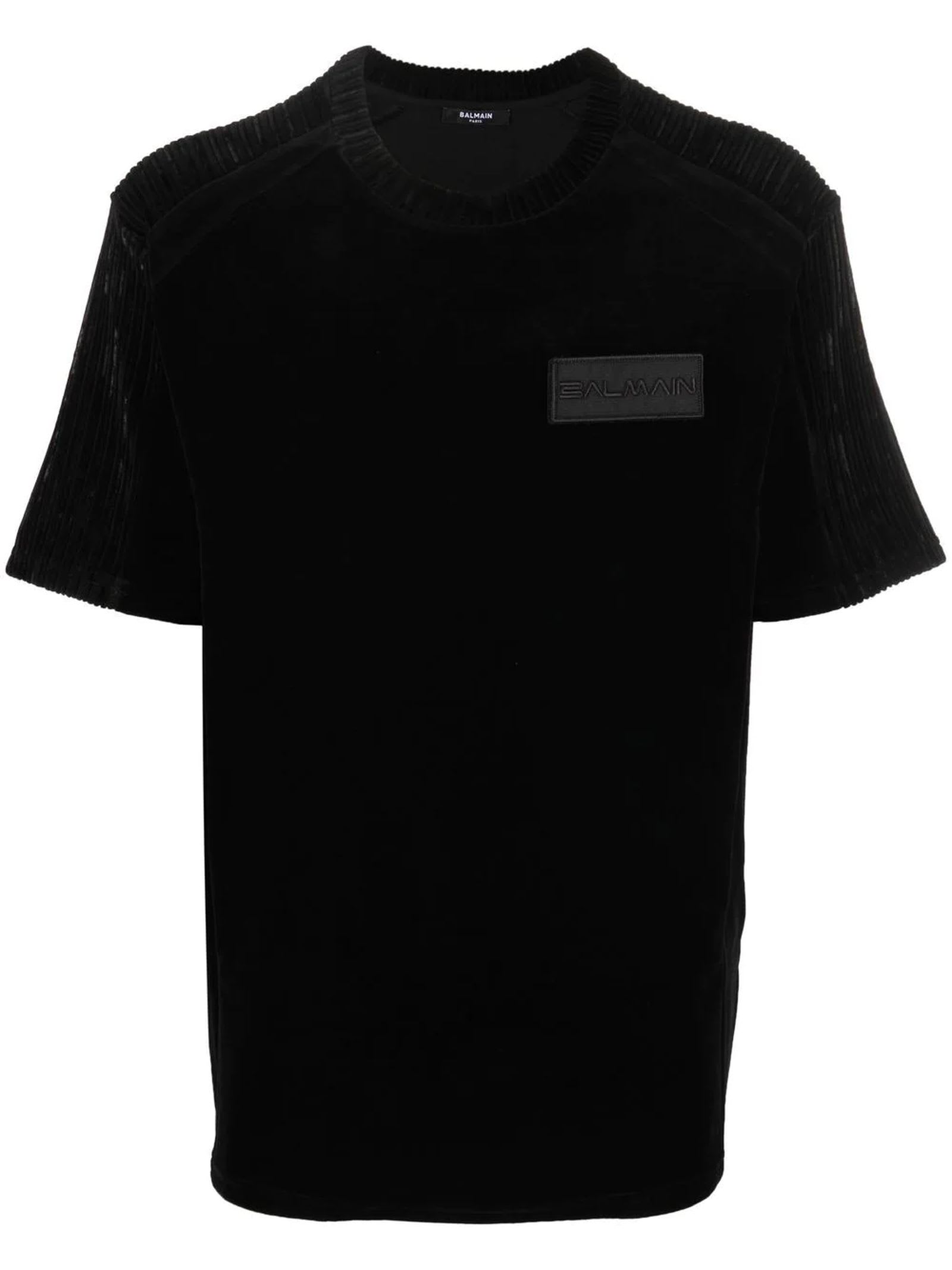 Balmain Jet Black Cotton T-shirt