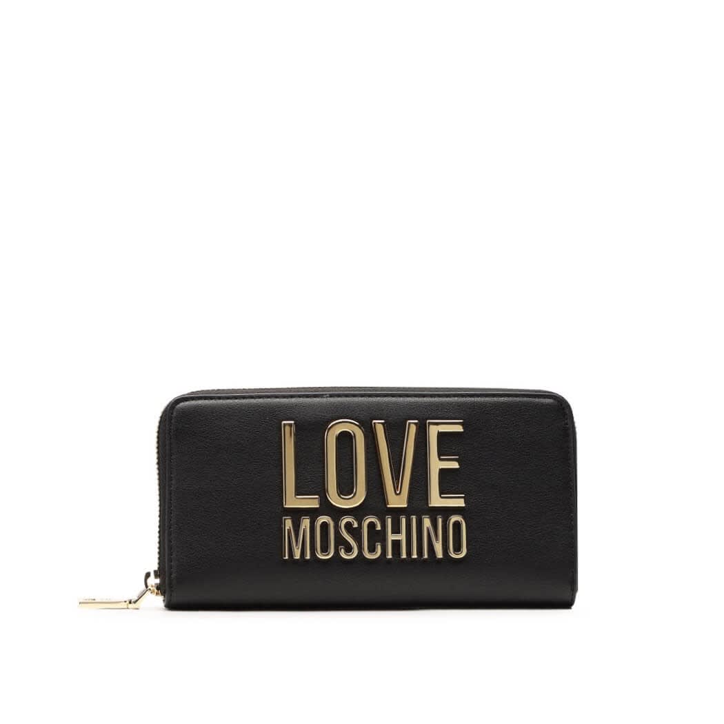 Love Moschino Black Large Wallet With Gold Logo
