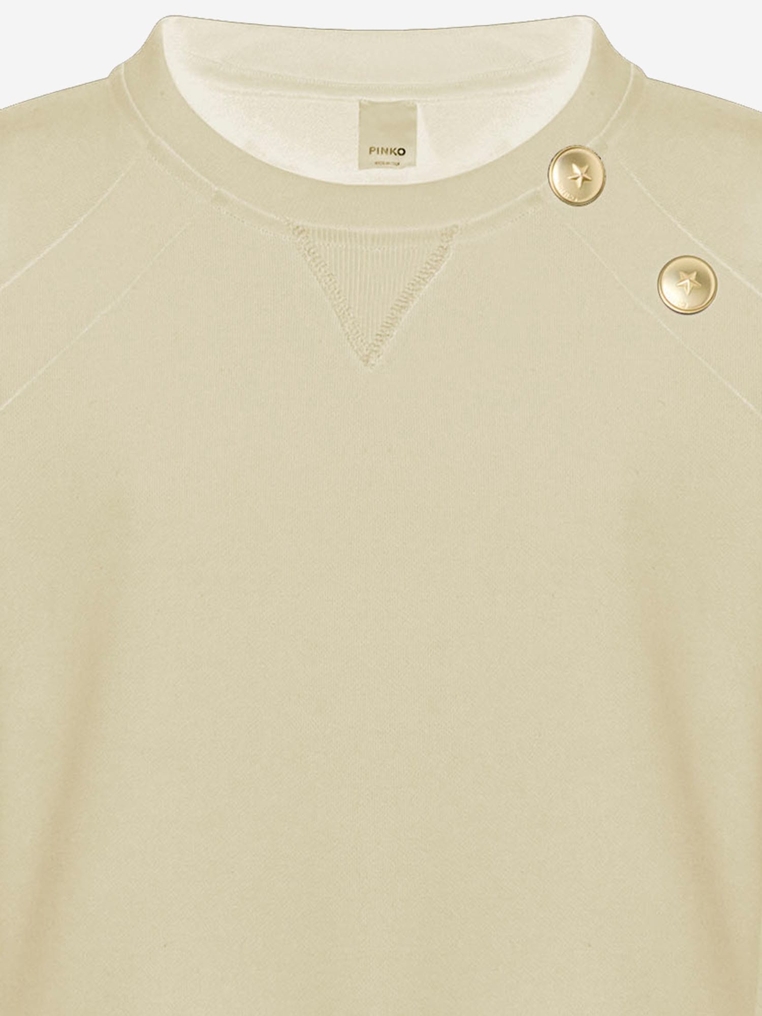 Pinko Cotton Sweatshirt With Buttons In Neutral
