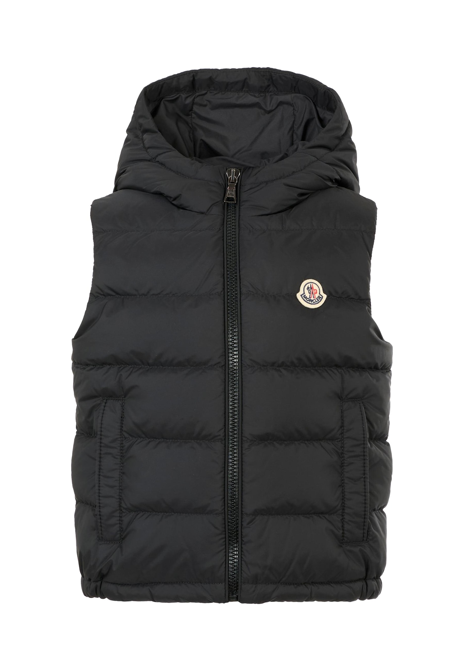 Moncler Back Waistcoat Fudo For Boy With Logo In Black