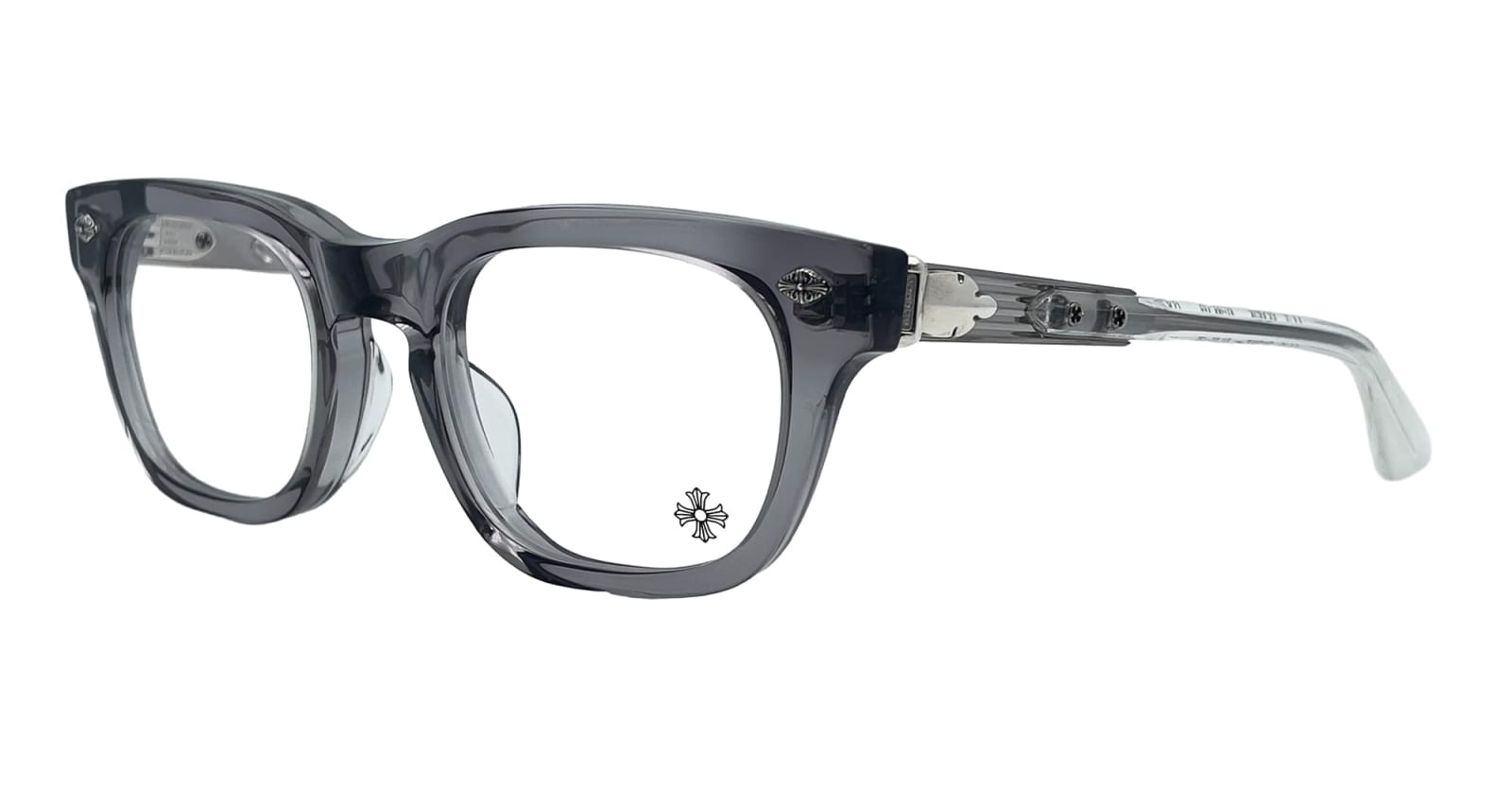 Shop Chrome Hearts Baggins - Graphite / Crystal Rx Glasses In Grey Crystal