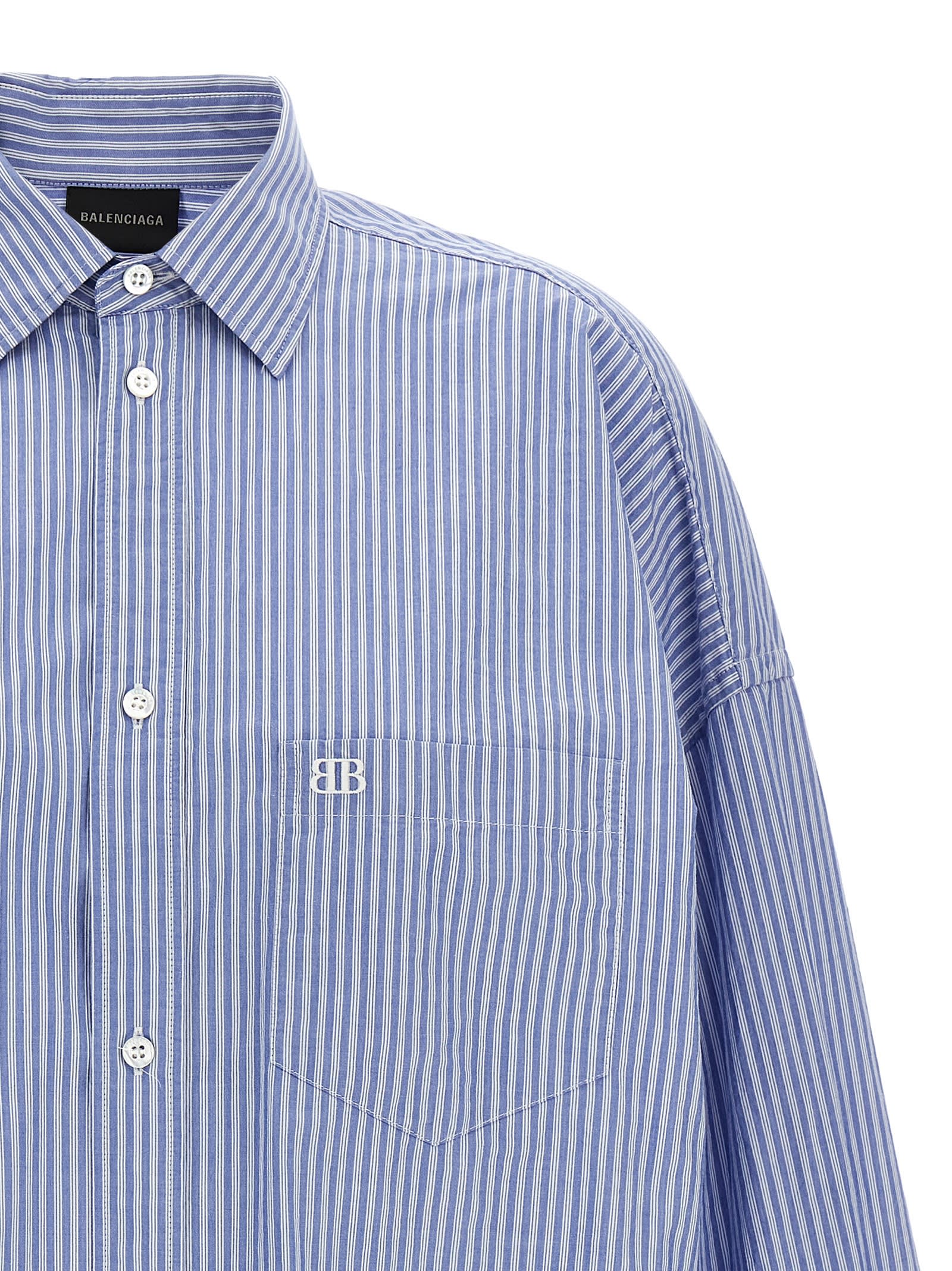 Shop Balenciaga L/s Knotted Shirt In Light Blue