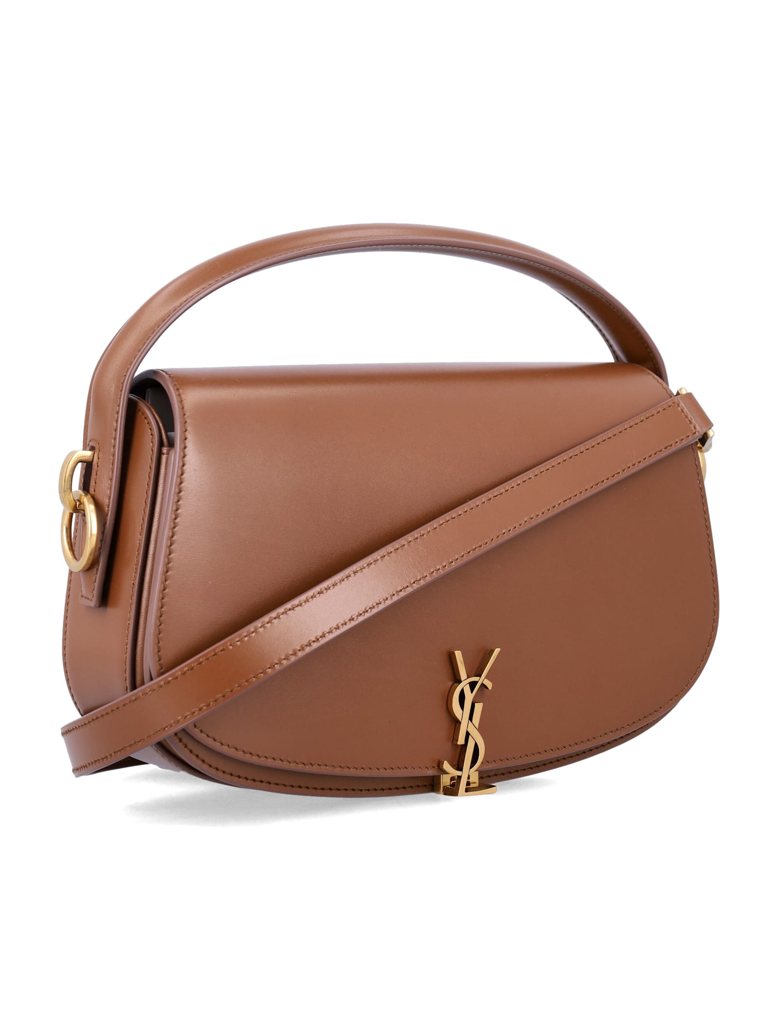Saint Laurent Voltaire Cross-body Bag Adjustable Strap Top Handle In Brown