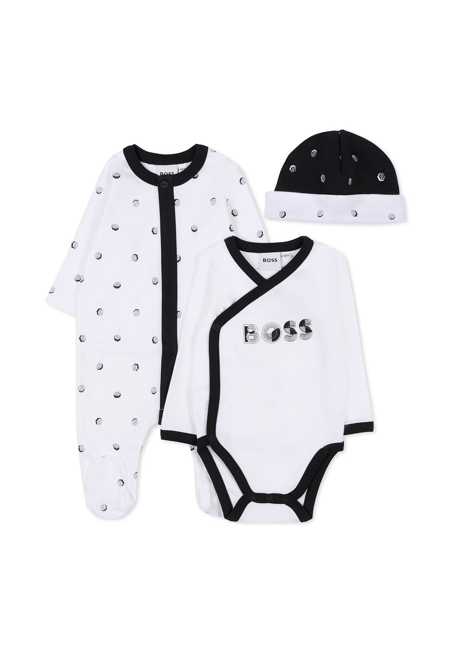 Hugo Boss White Babygrow Set For Baby Boy With Logo In White