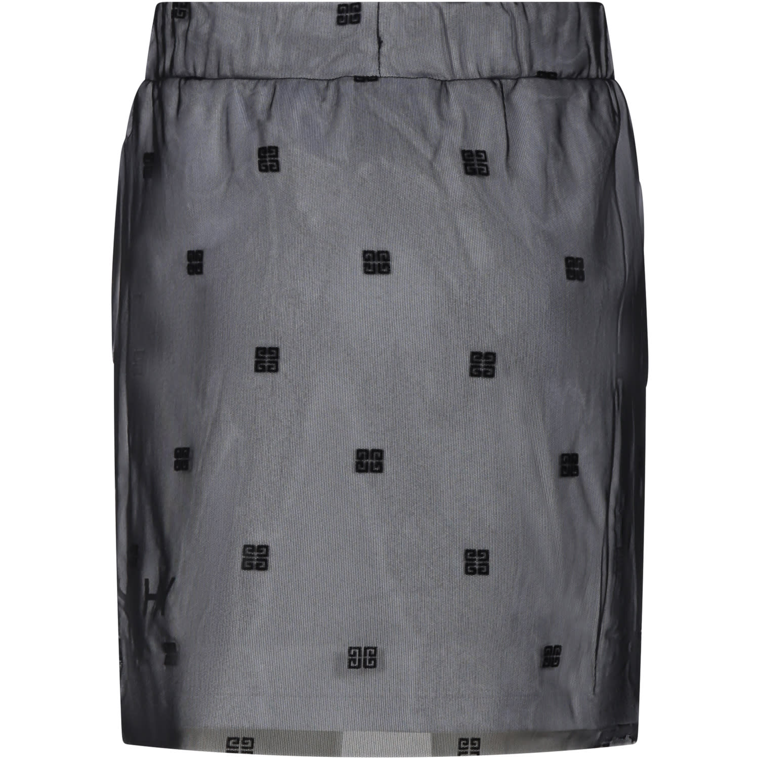 Shop Givenchy Black Skirt For Girl With All Over 4g Motif In Nero