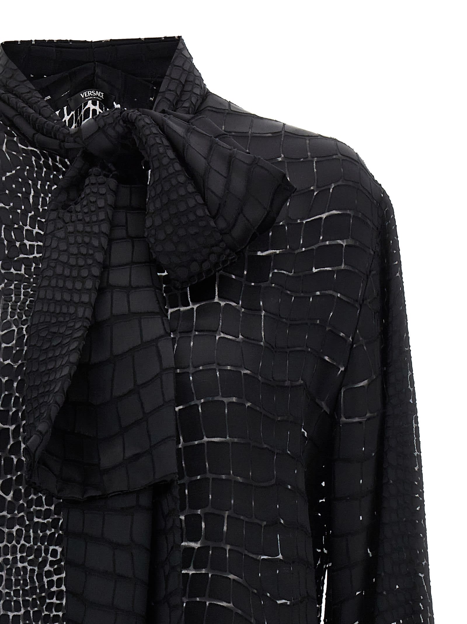 Shop Versace Crocodile Shirt In Black